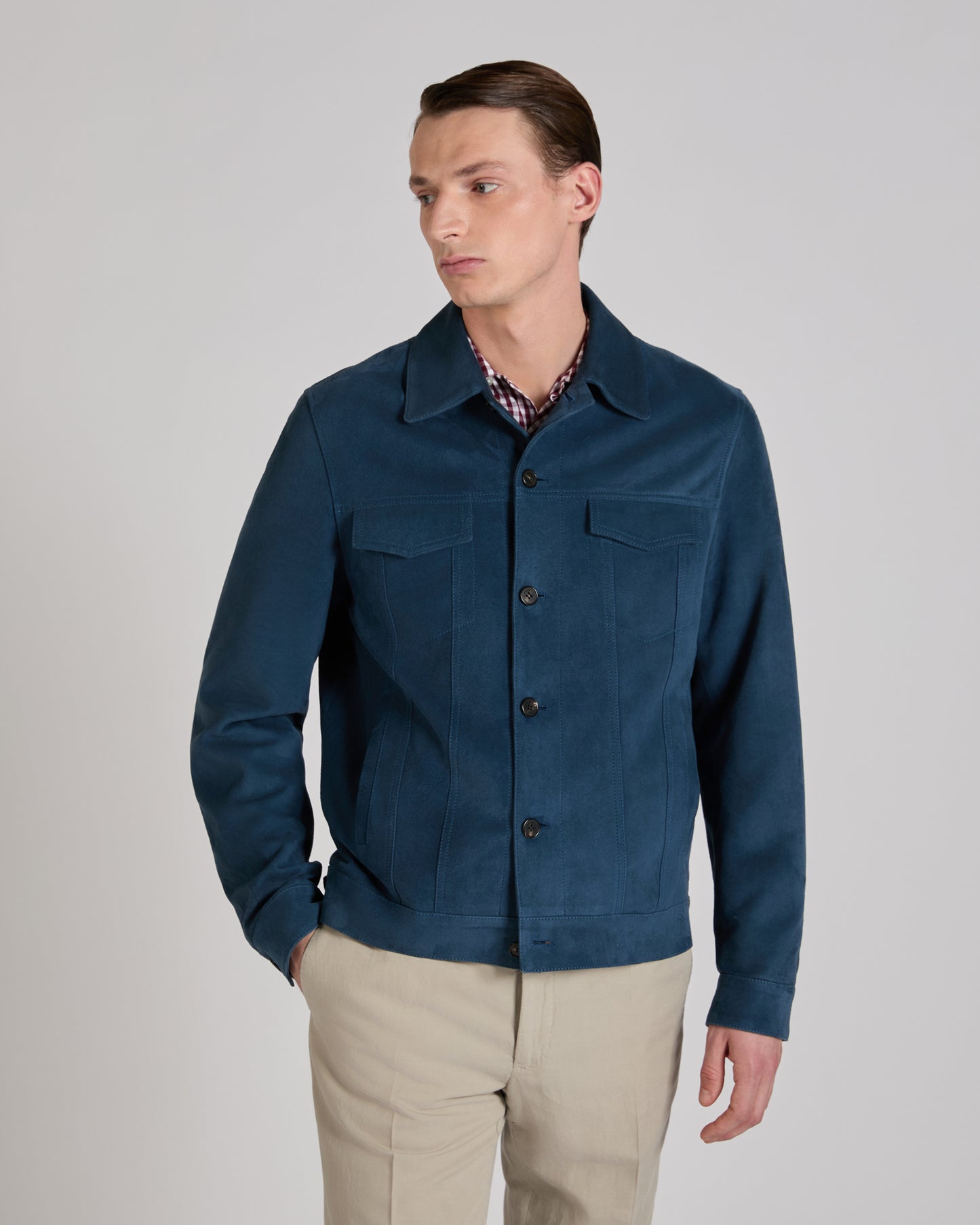 Veste Trucker en cuir suédé