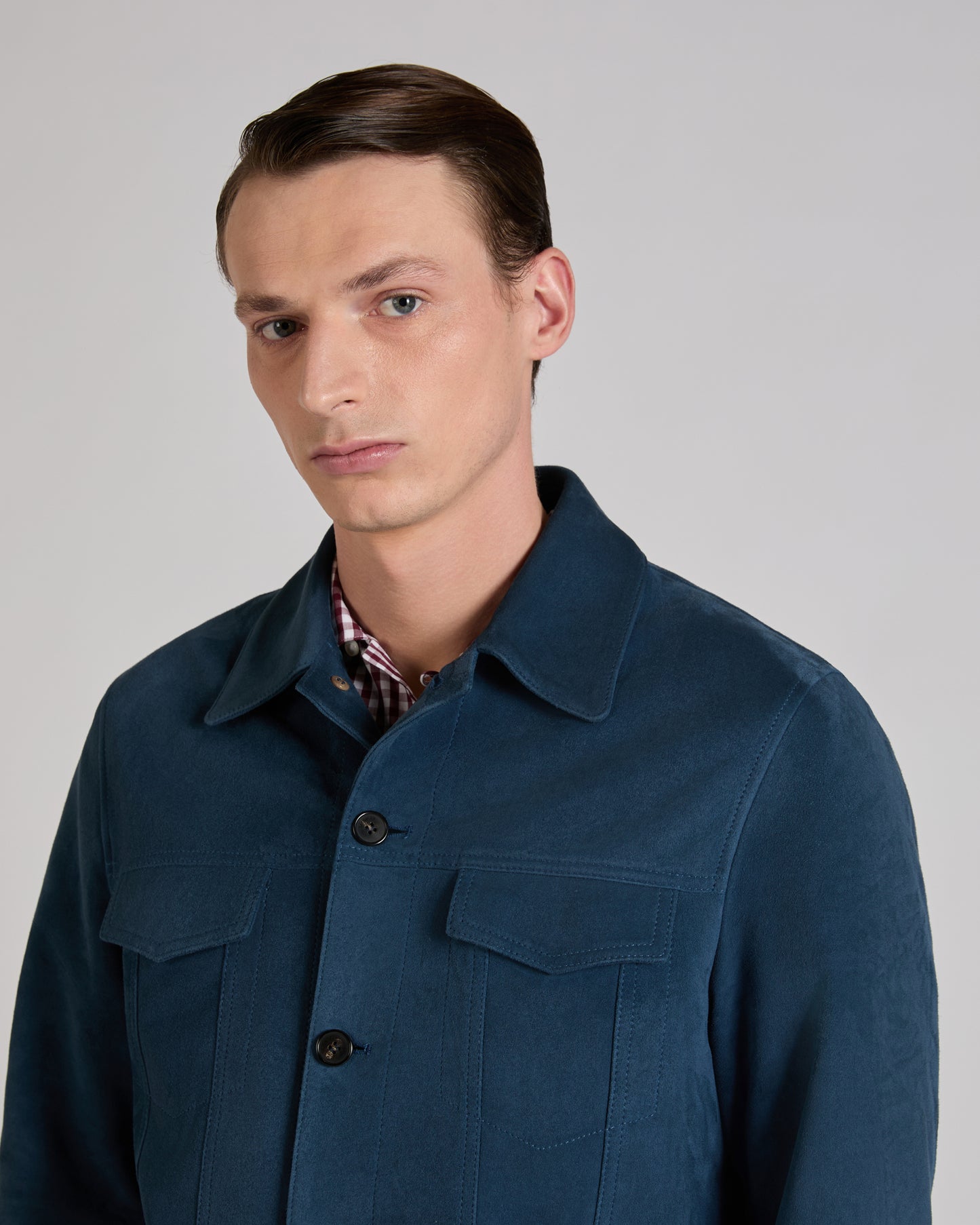 Veste Trucker en cuir suédé