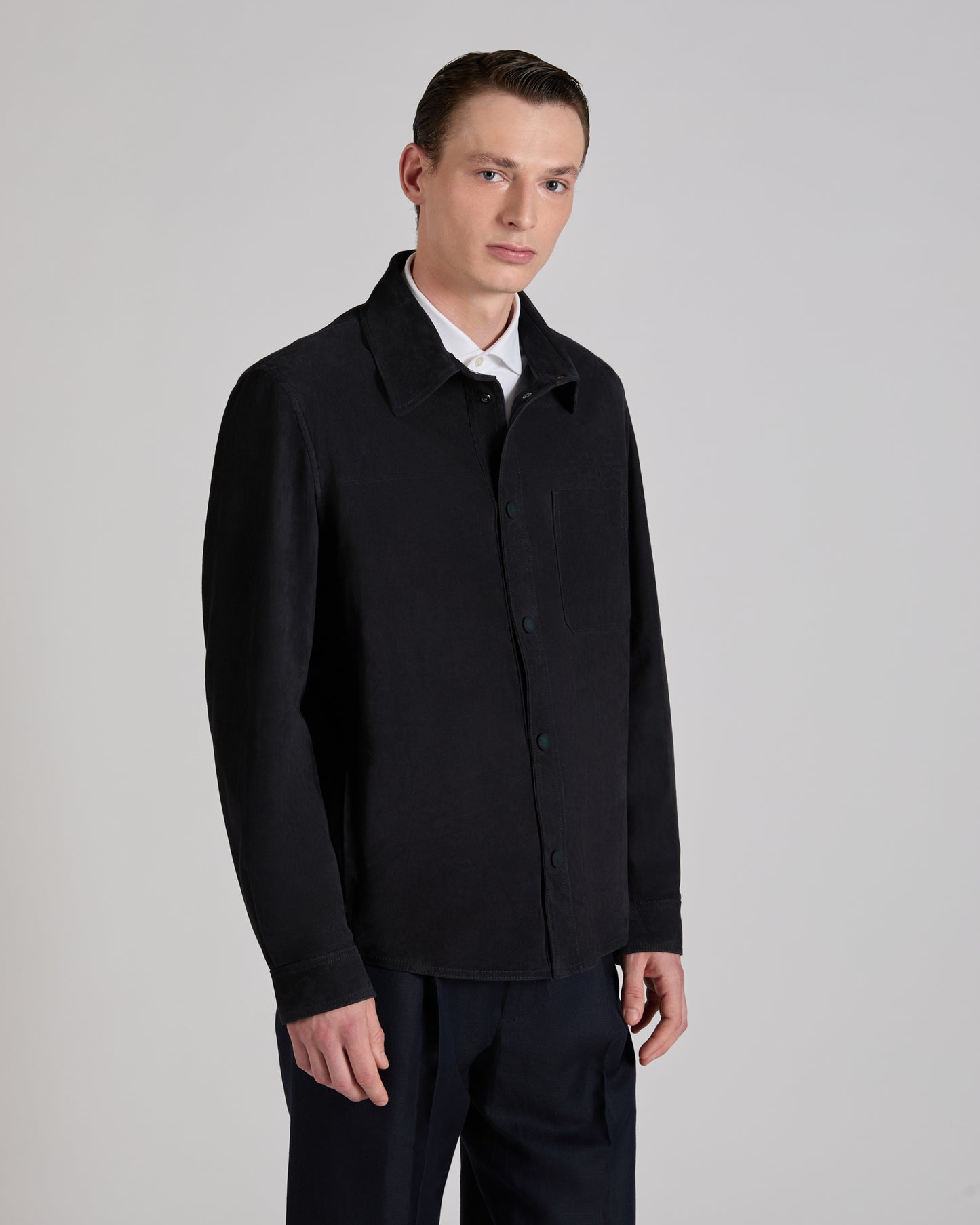 Suede leather overshirt