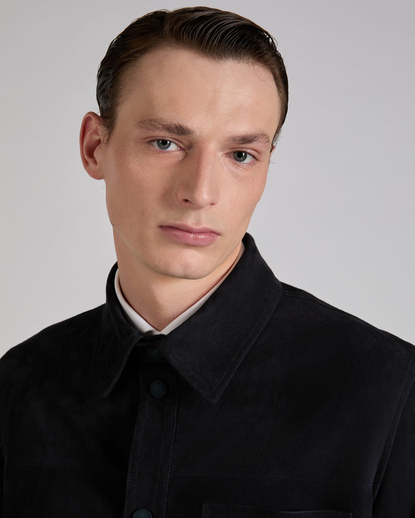 Suede leather overshirt