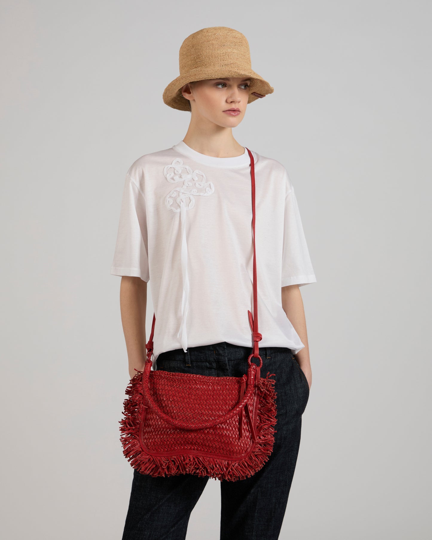 Braided leather bag