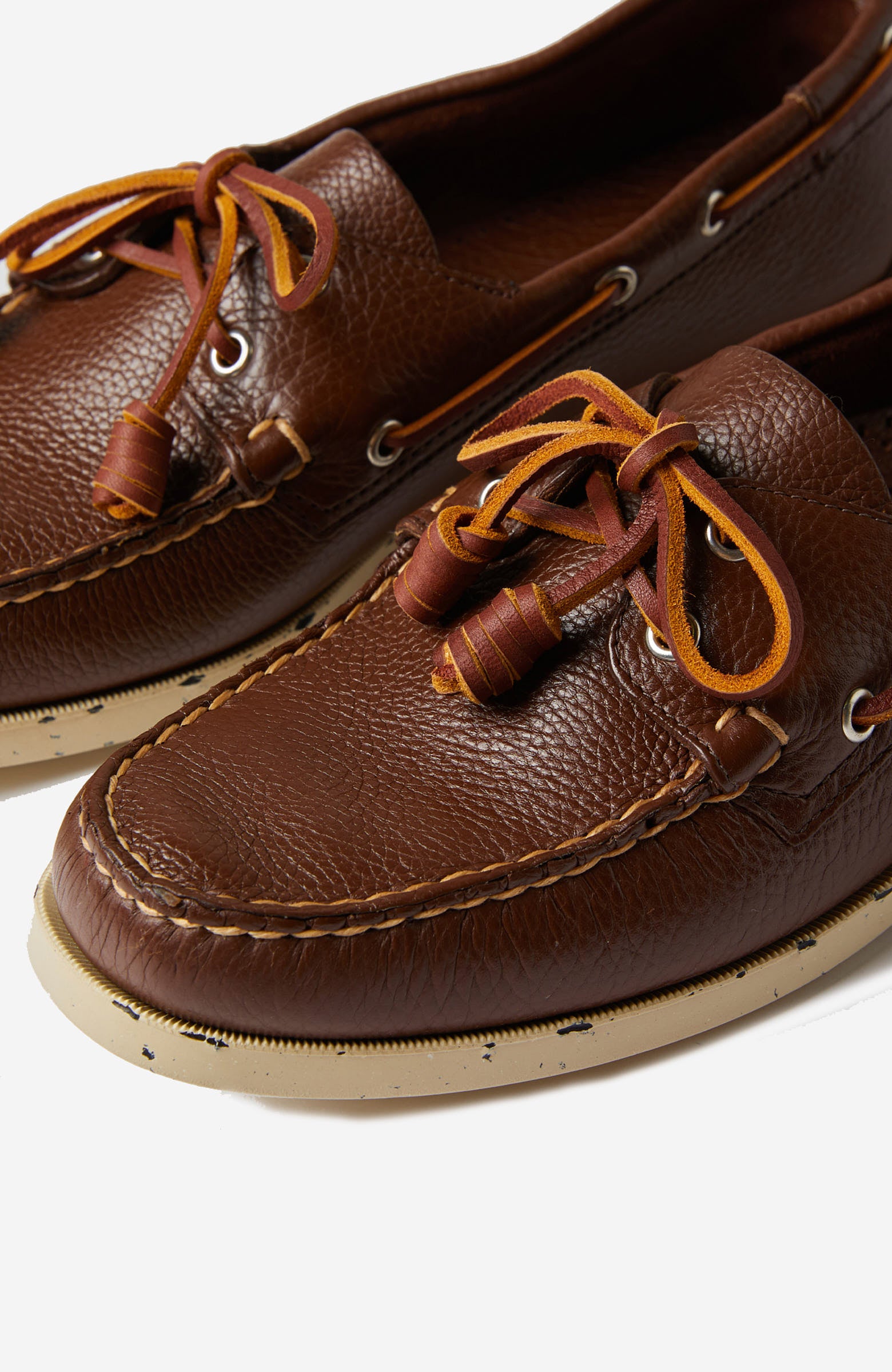 Sebago Slowear Hammered leather boat shoe optical white