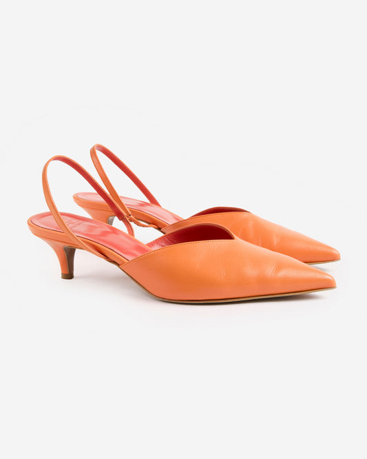 Slingback-Pumps aus Leder