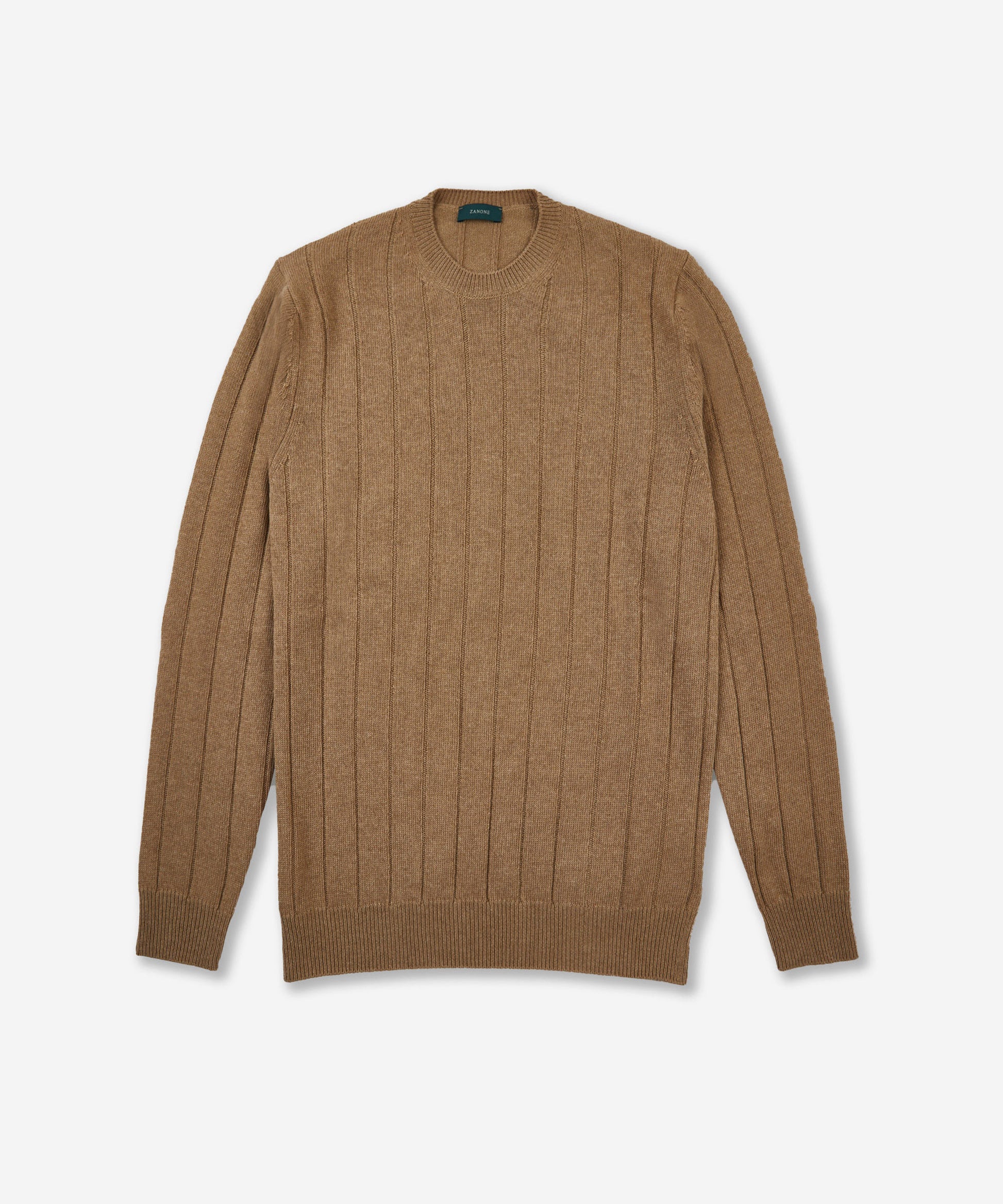 Zanone - Slim-fit wool and cashmere crew neck sweater - hazelnut 