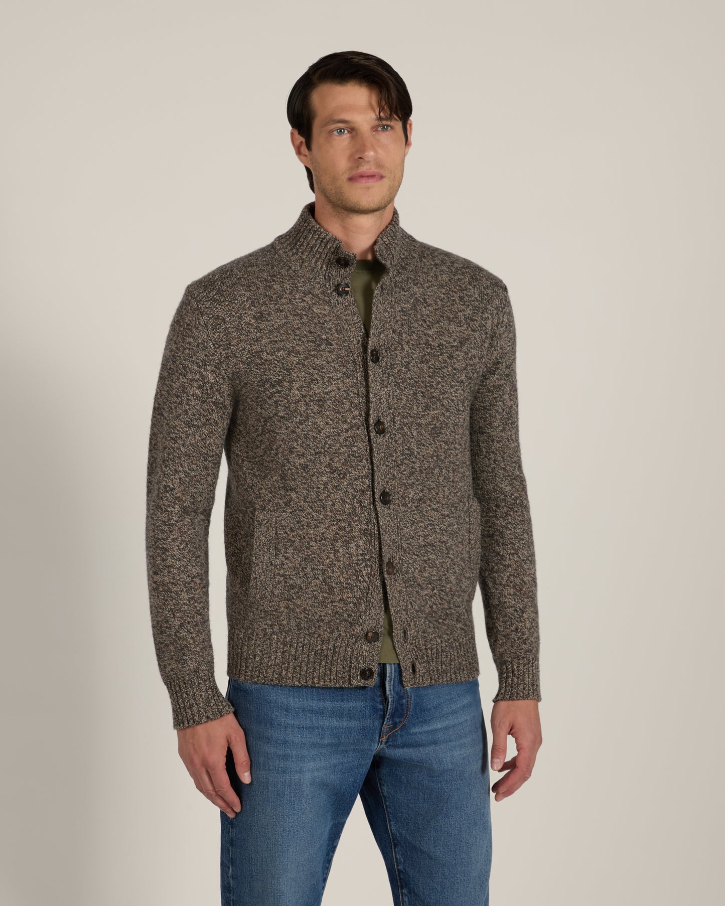 Slim fit Geelong wool bomber cardigan
