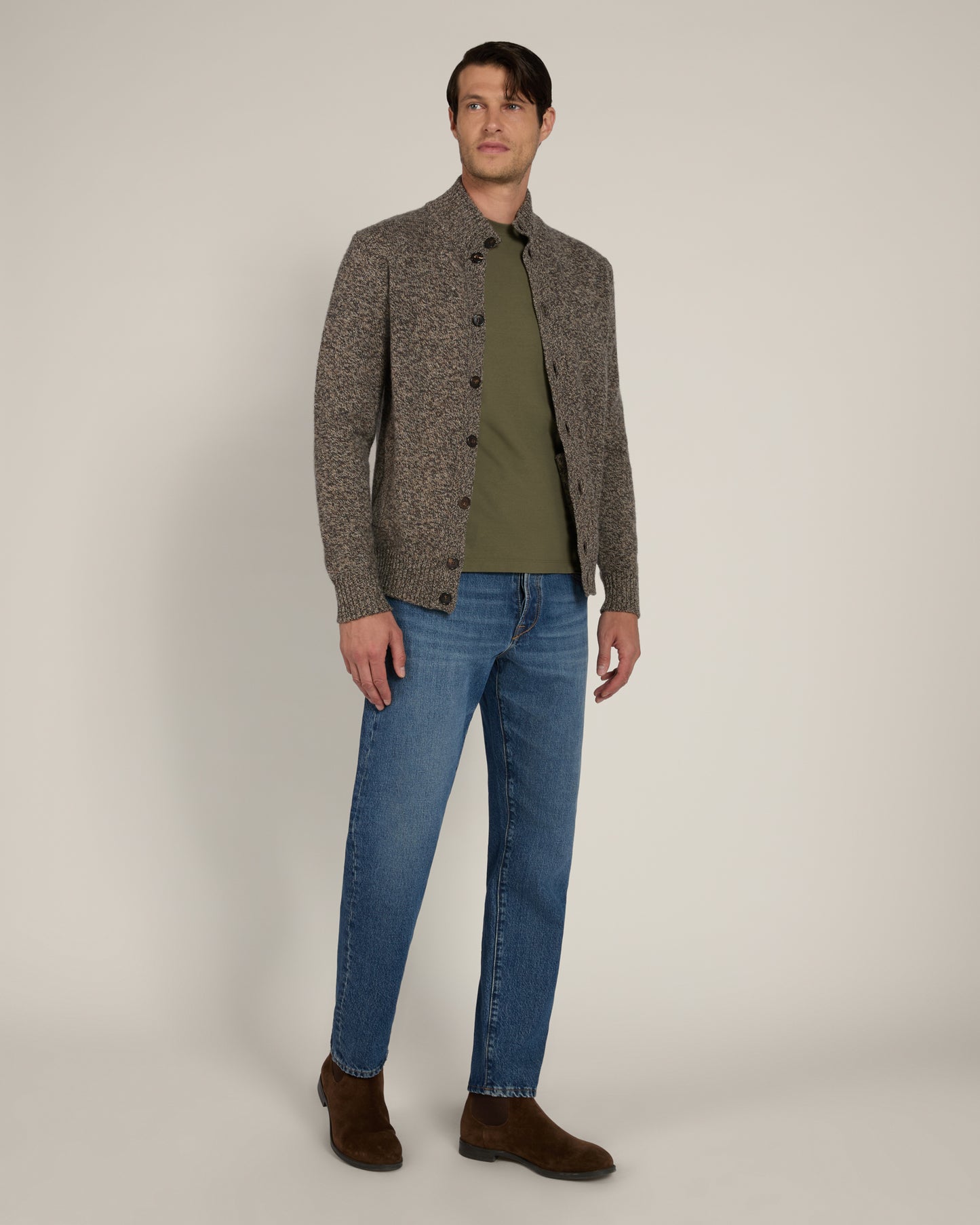 Slim fit Geelong wool bomber cardigan