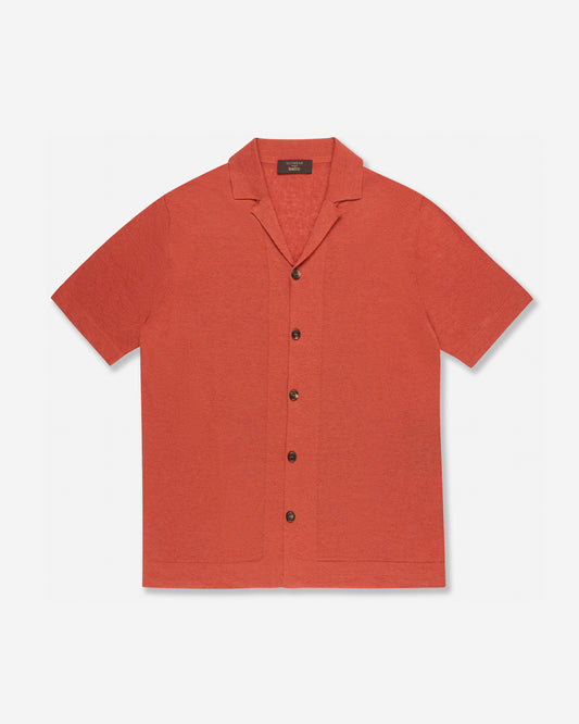 Regular fit linen and cotton shirt