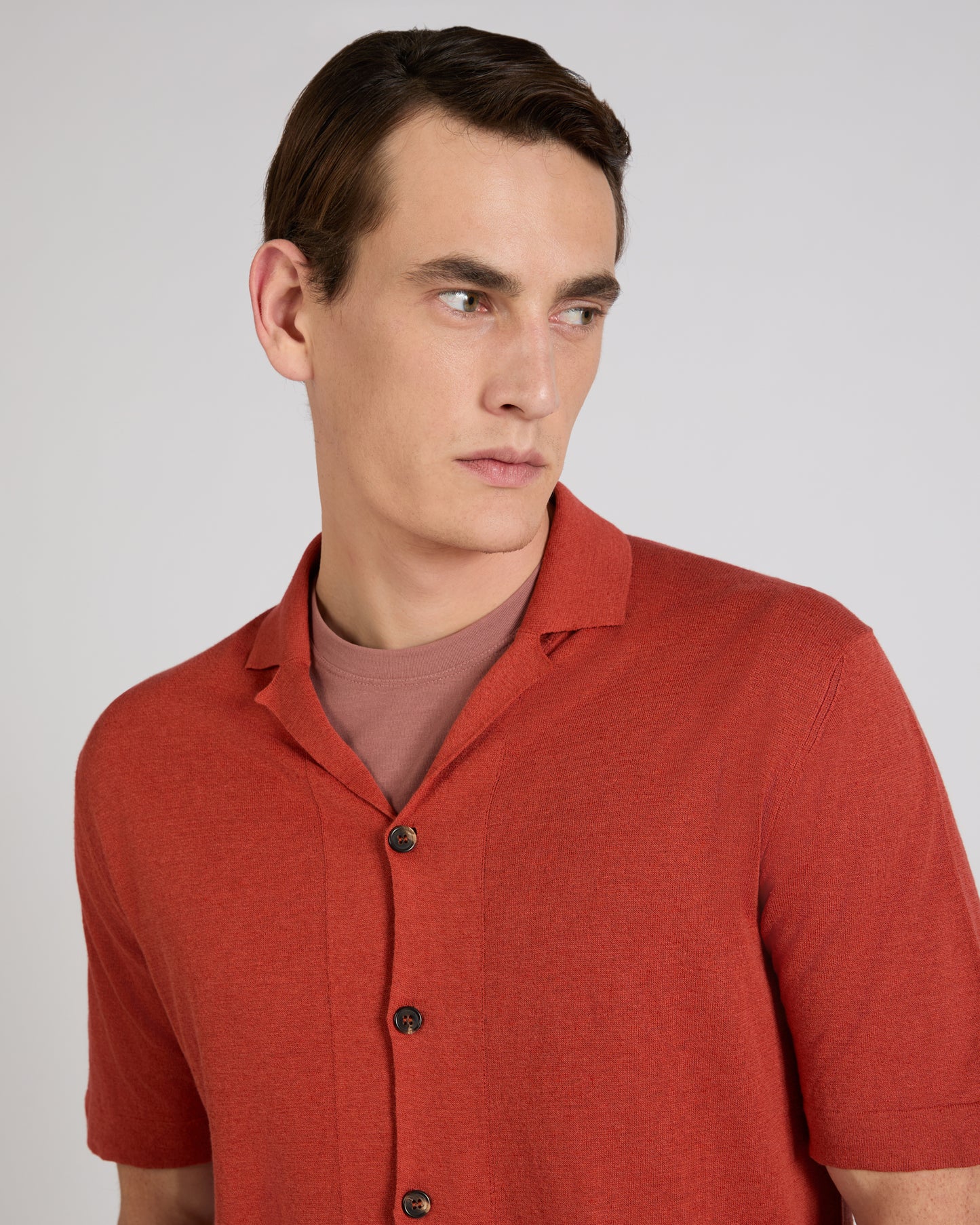 Regular fit linen and cotton shirt
