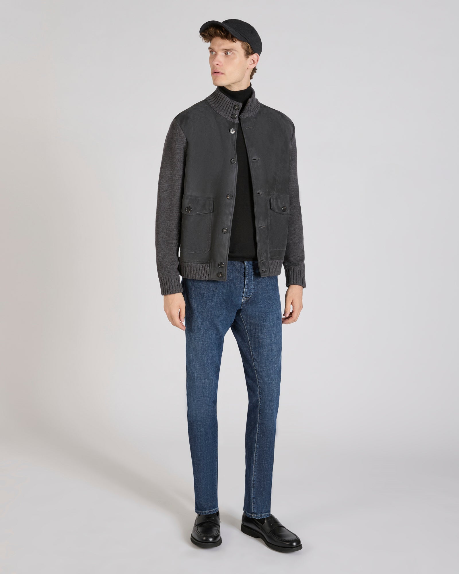 Zanone - Slim fit cashmere and silk turtleneck sweater - black