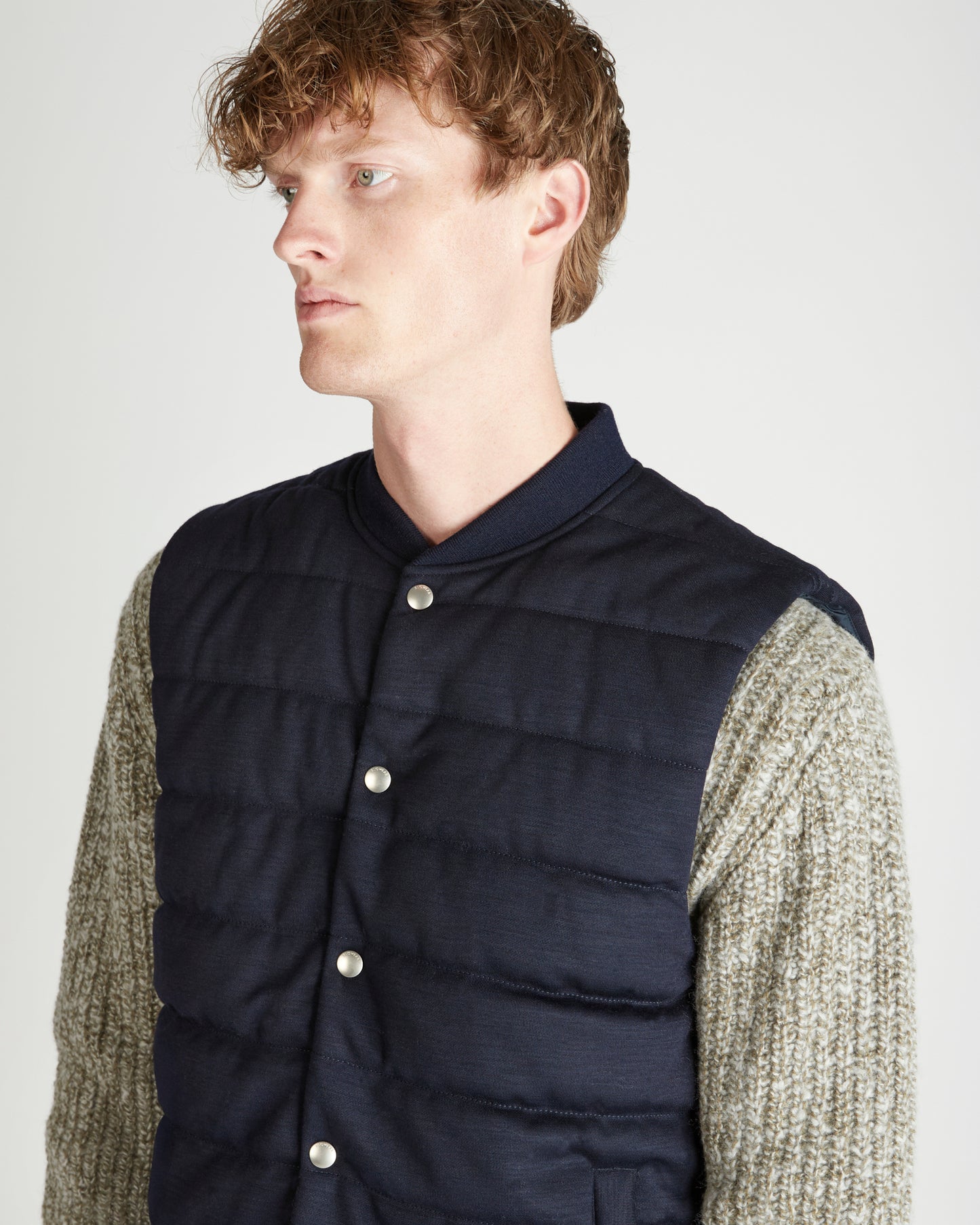 ウール・スリムフィットパッド入りジレ