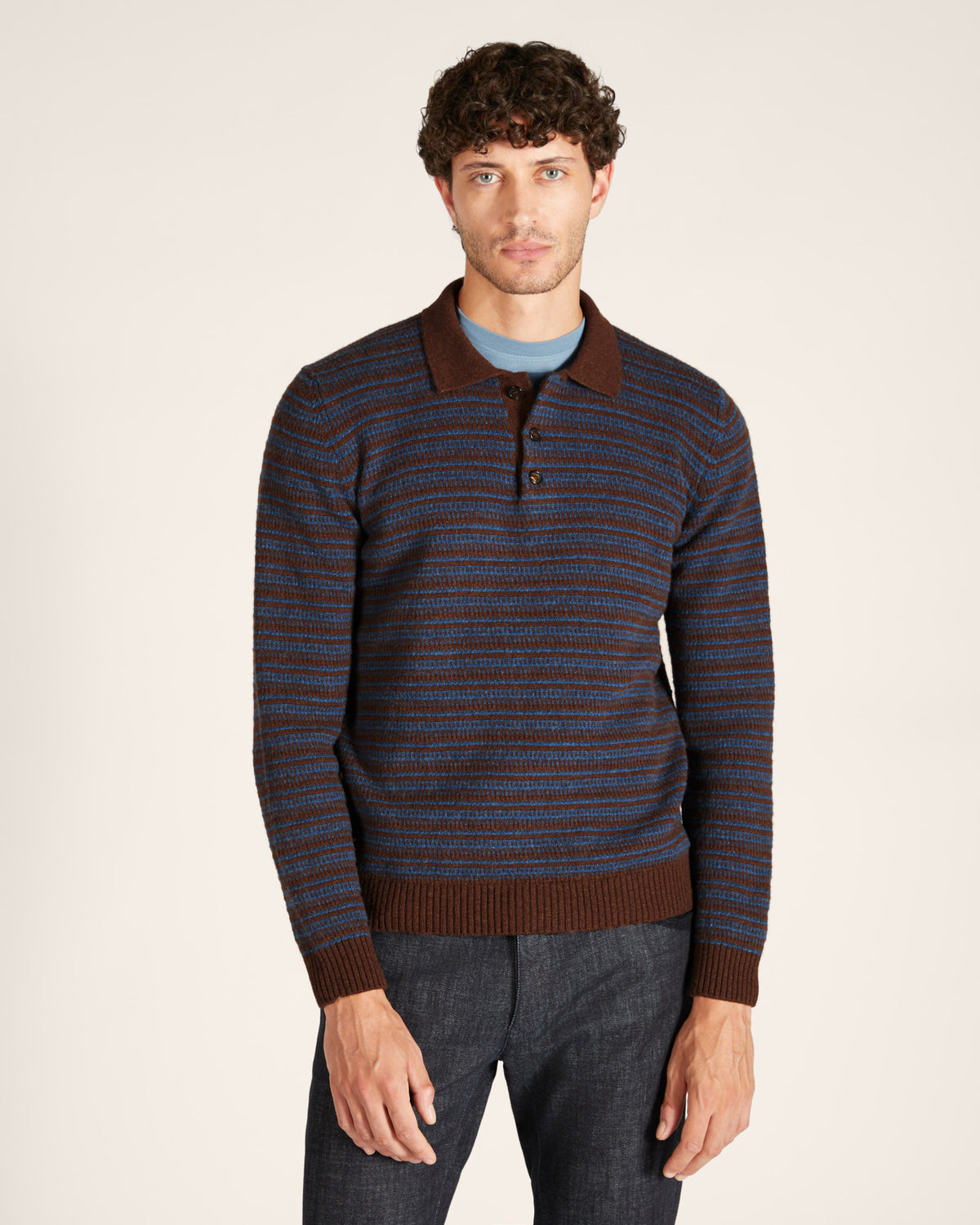Polo jacquard en laine Geelong