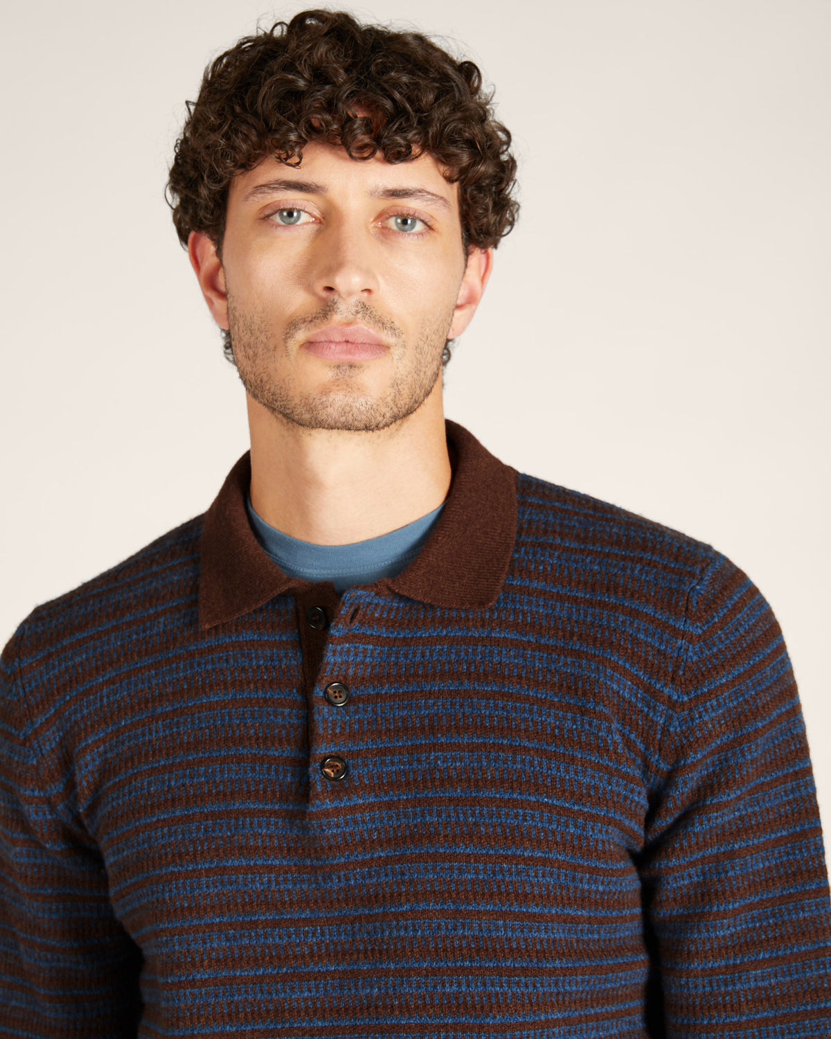 Polo jacquard en laine Geelong