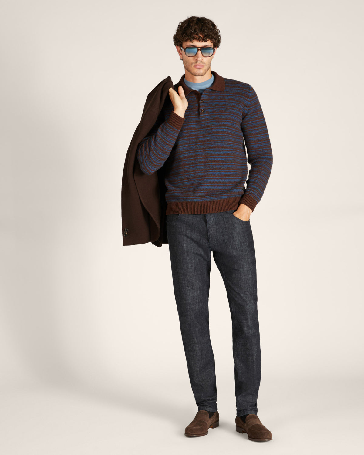 Polo jacquard en laine Geelong