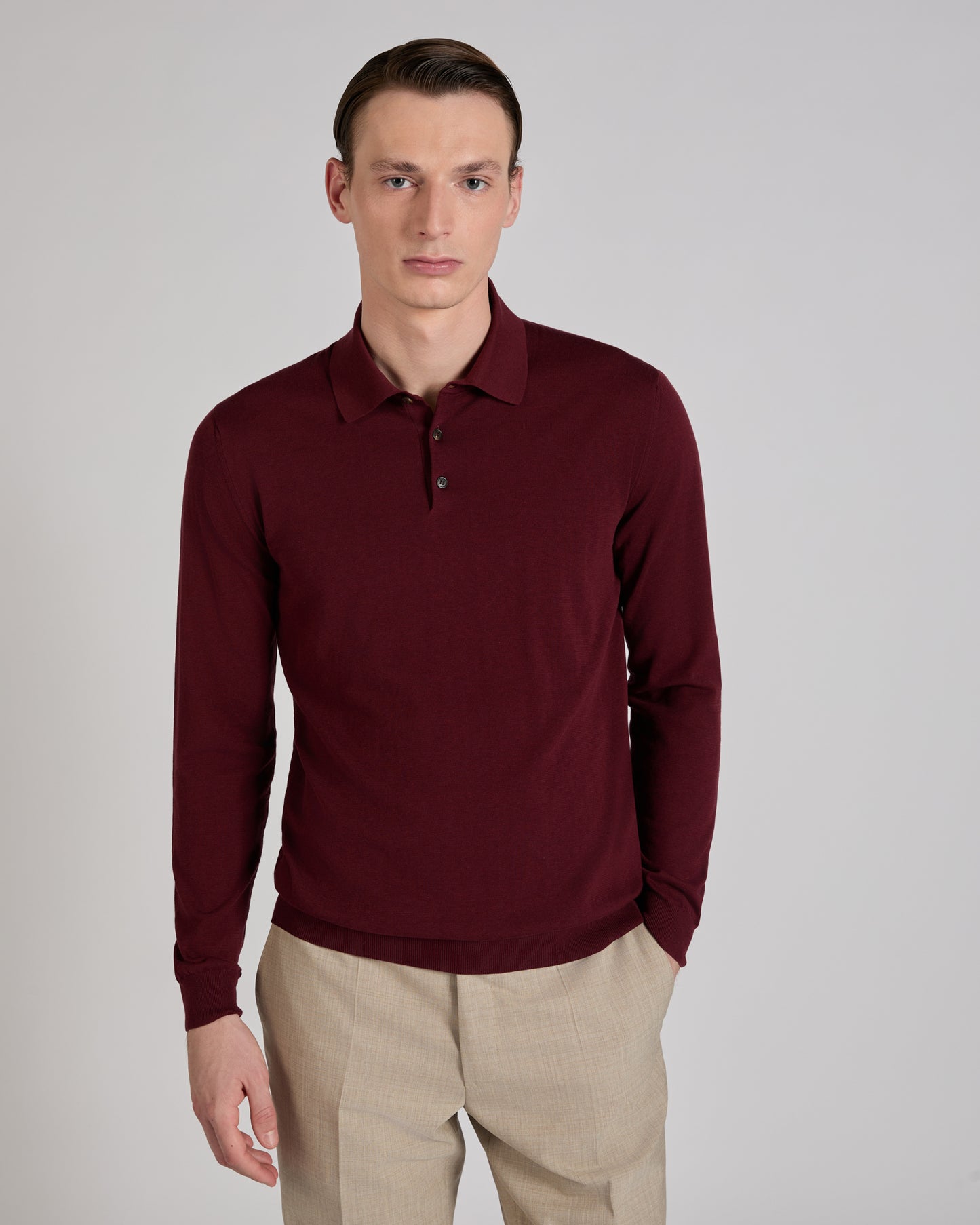 Slim fit cotton and silk polo shirt