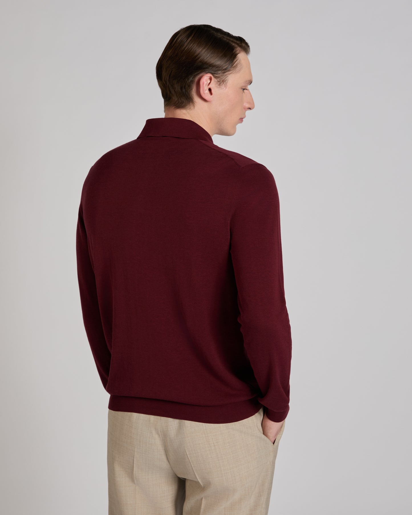 Slim fit cotton and silk polo shirt