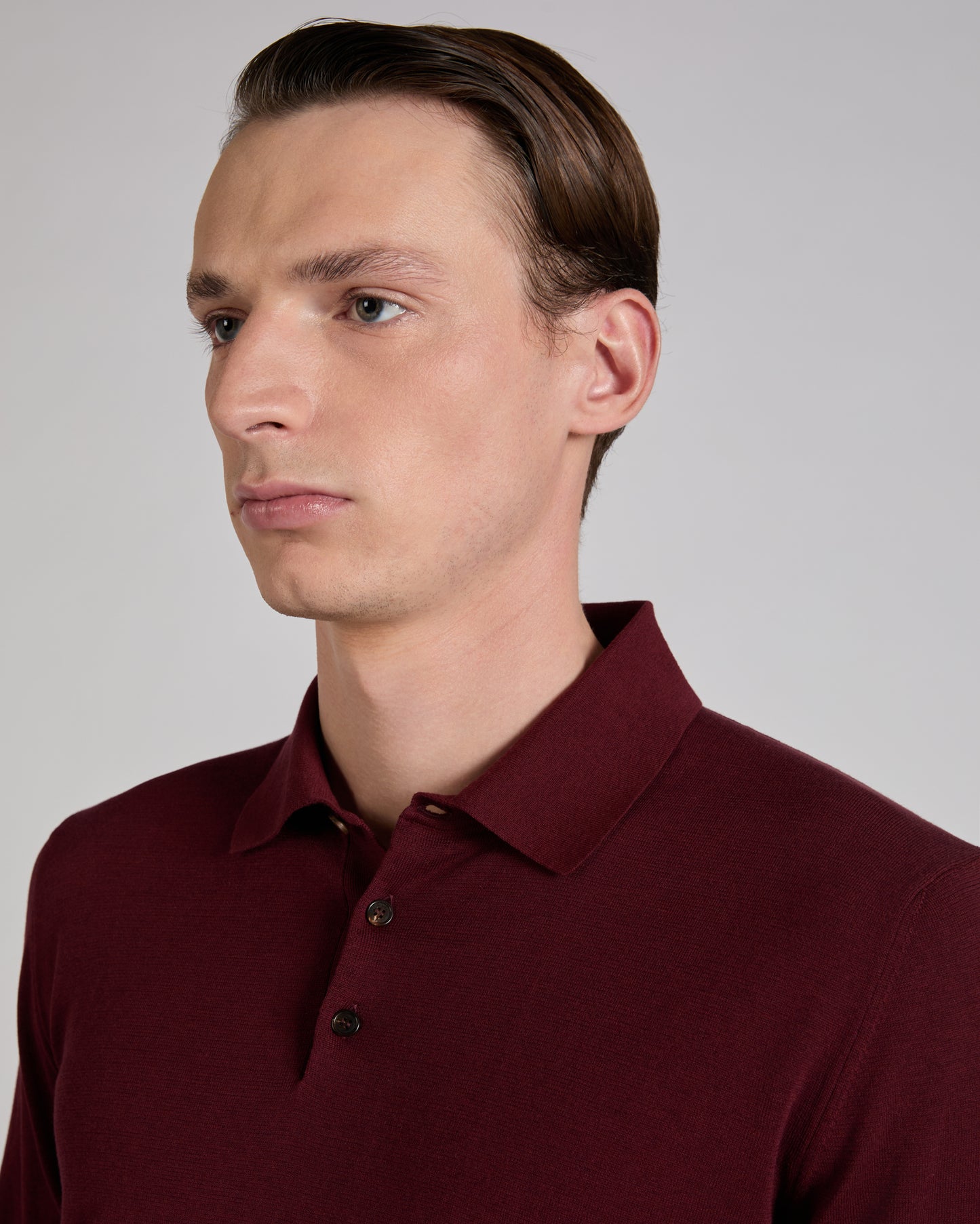 Slim fit cotton and silk polo shirt