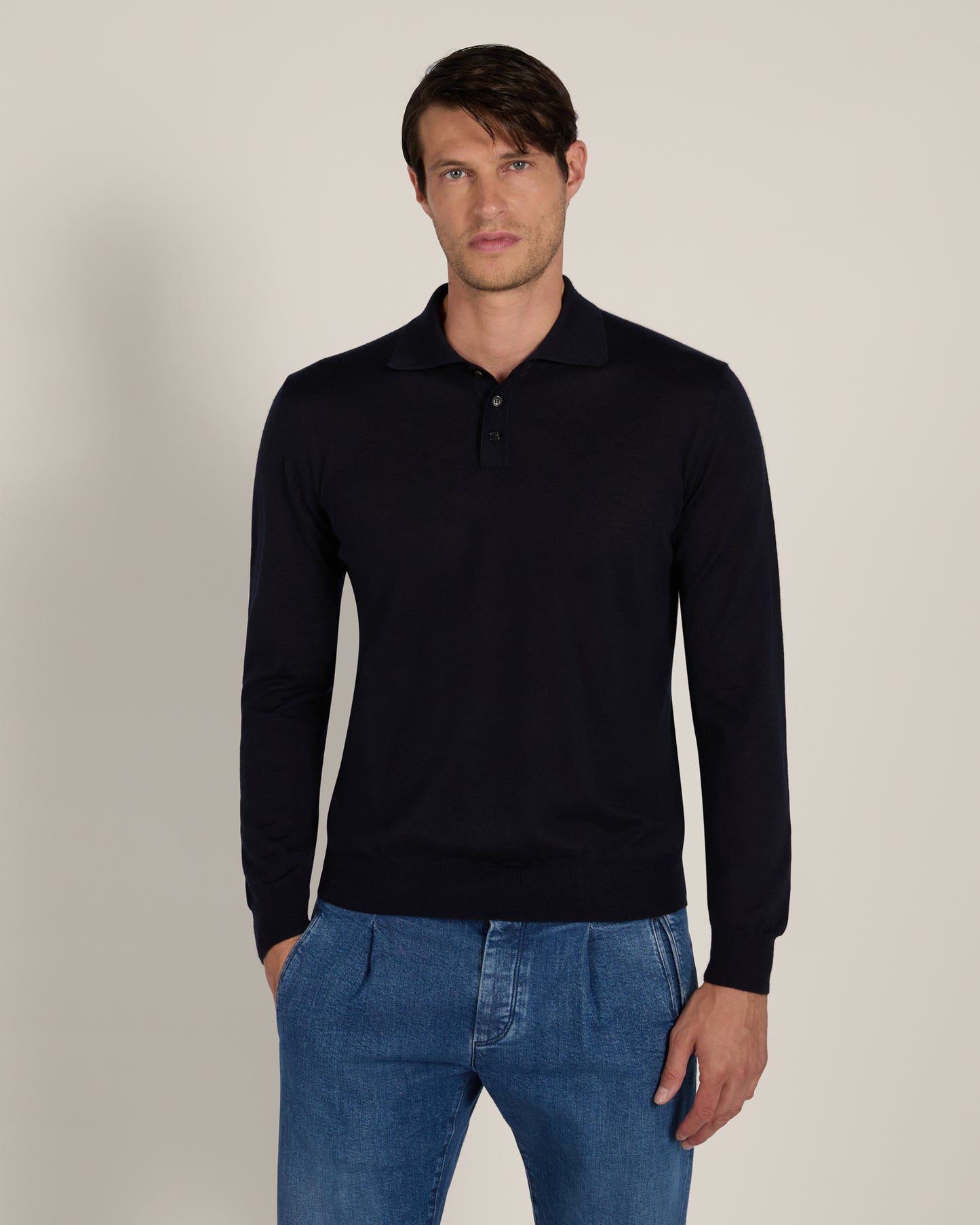 Cashmere and silk polo shirt