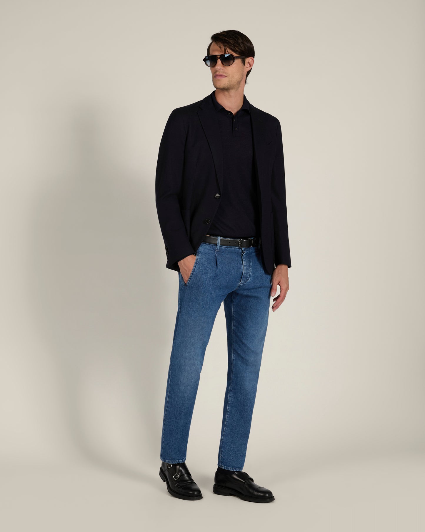 Cashmere and silk polo shirt