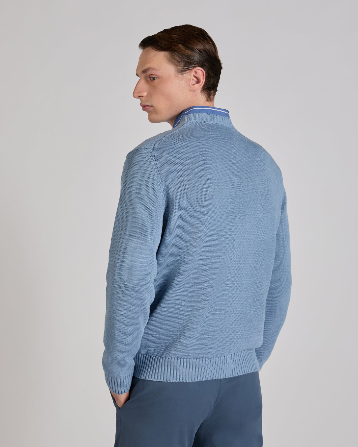 Rundhalspullover Slim Fit aus Leinen und Baumwolle