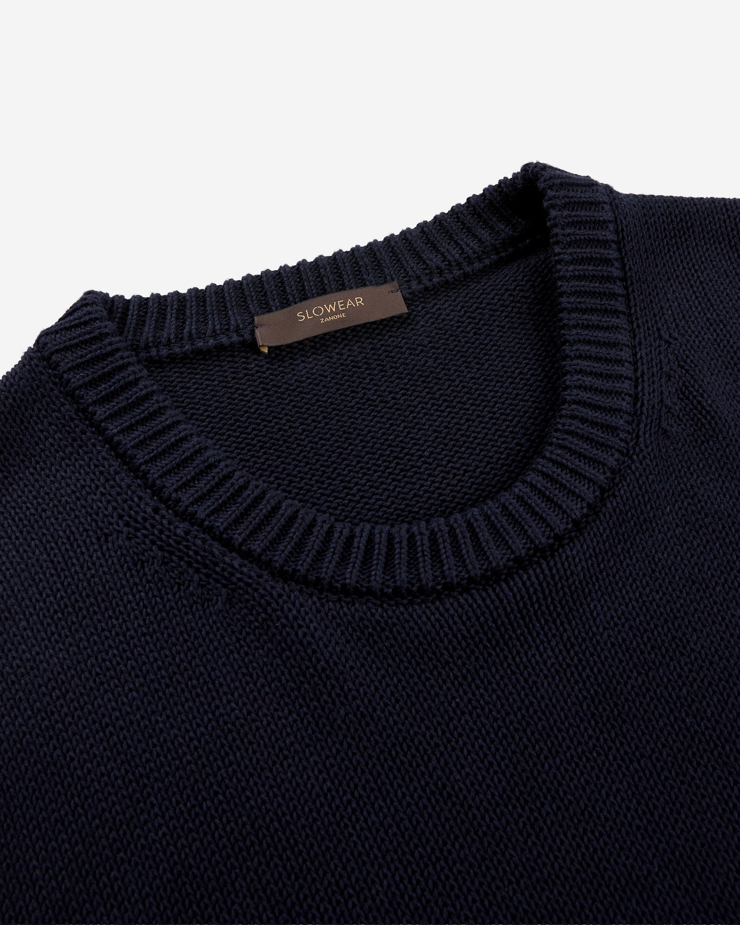 Slim fit cotton crew-neck jumper