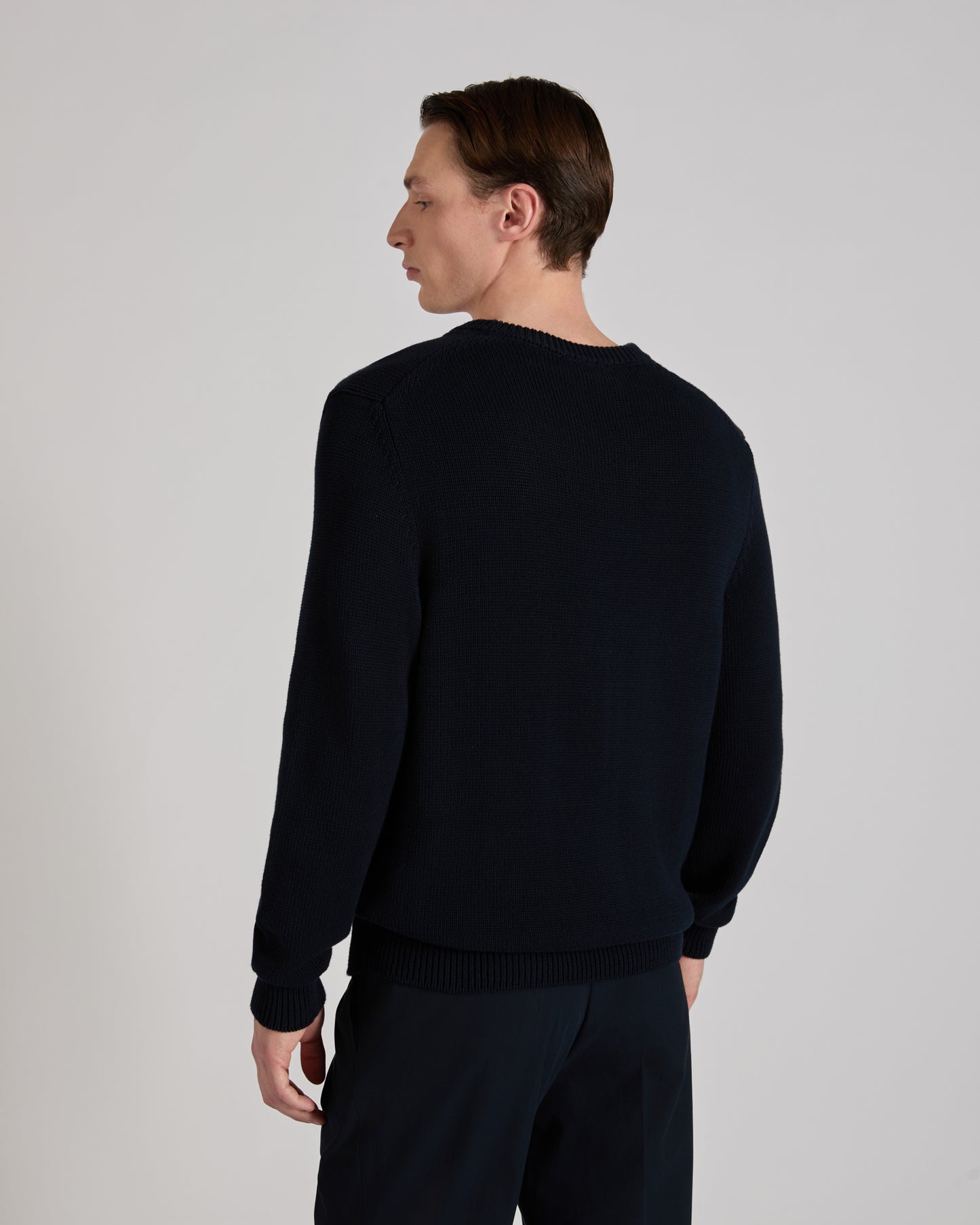 Slim fit cotton crew-neck jumper