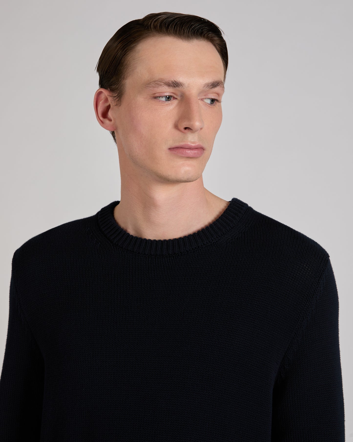 Slim fit cotton crew-neck jumper