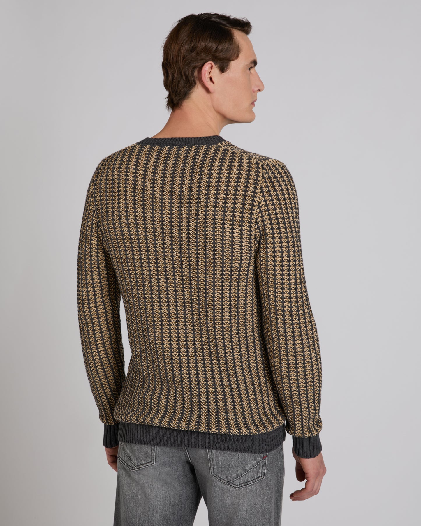 Slim fit cotton crew-neck jumper