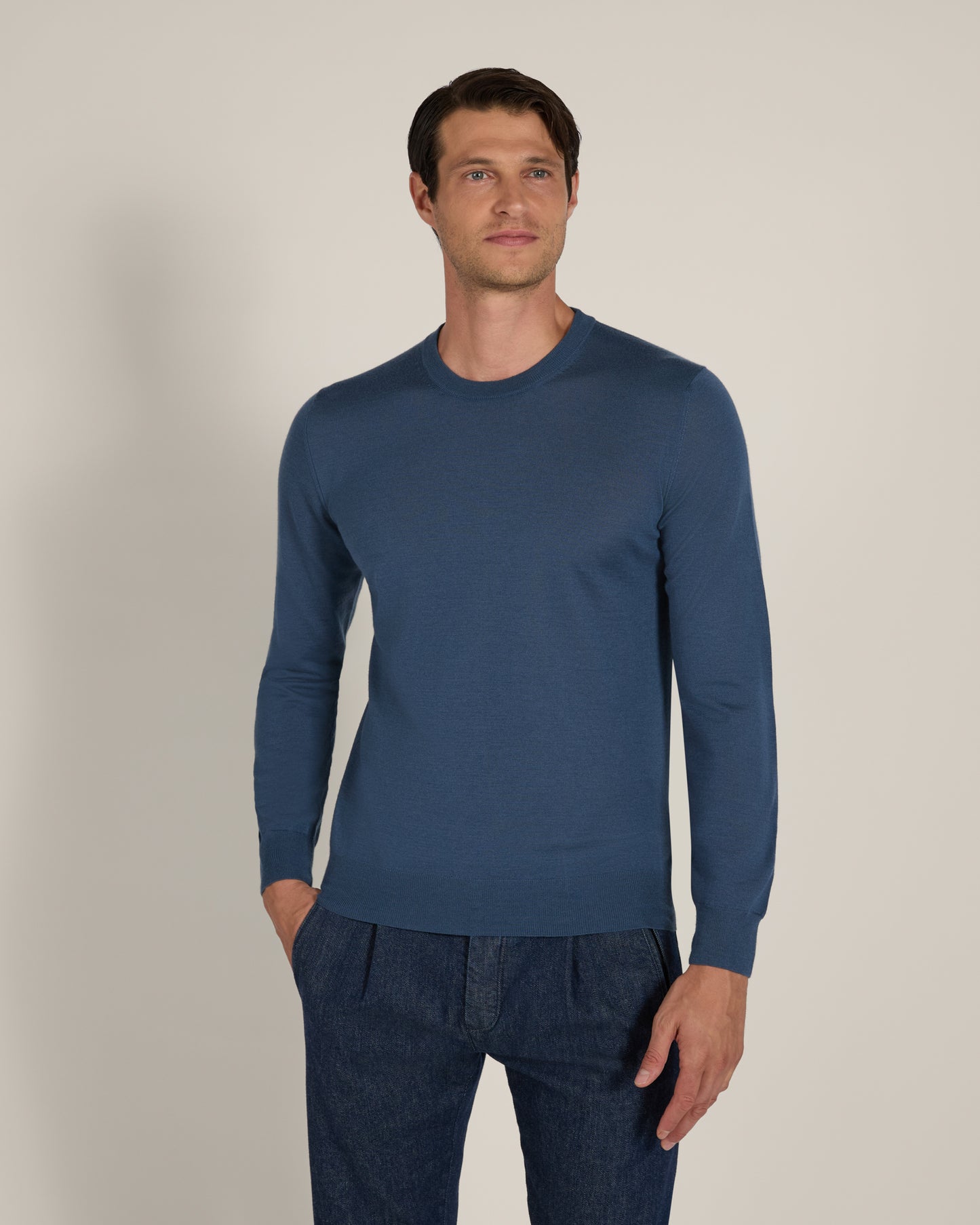 Cashmere and silk slim fit crewneck sweater