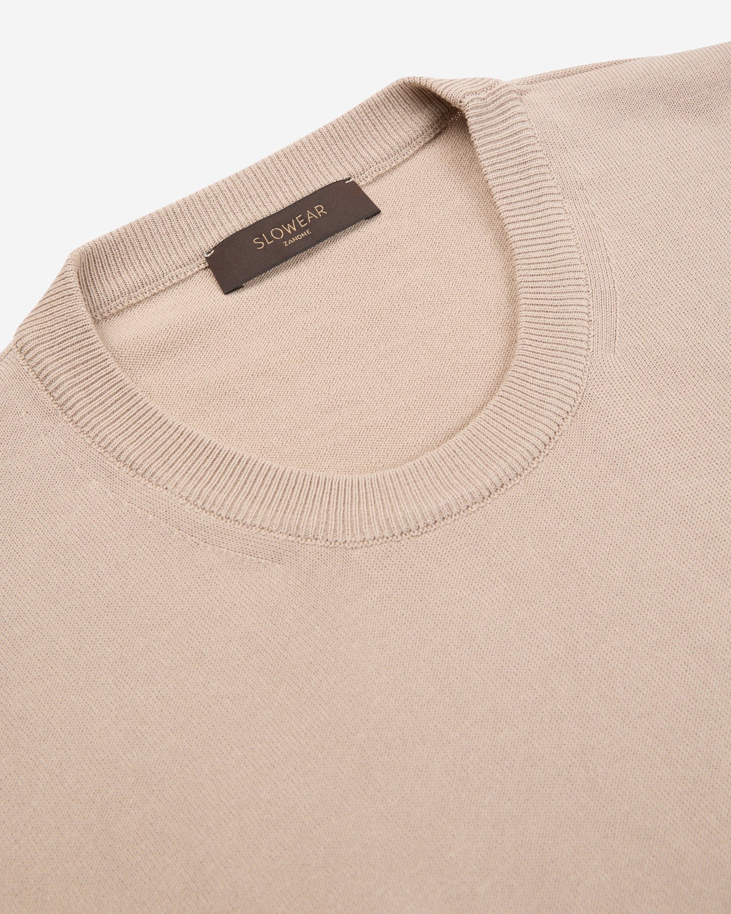 Slim fit cotton crepe crew-neck jumper