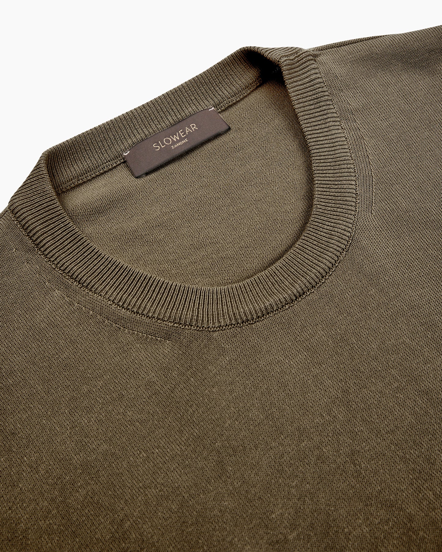 Slim fit cotton crepe crew-neck jumper