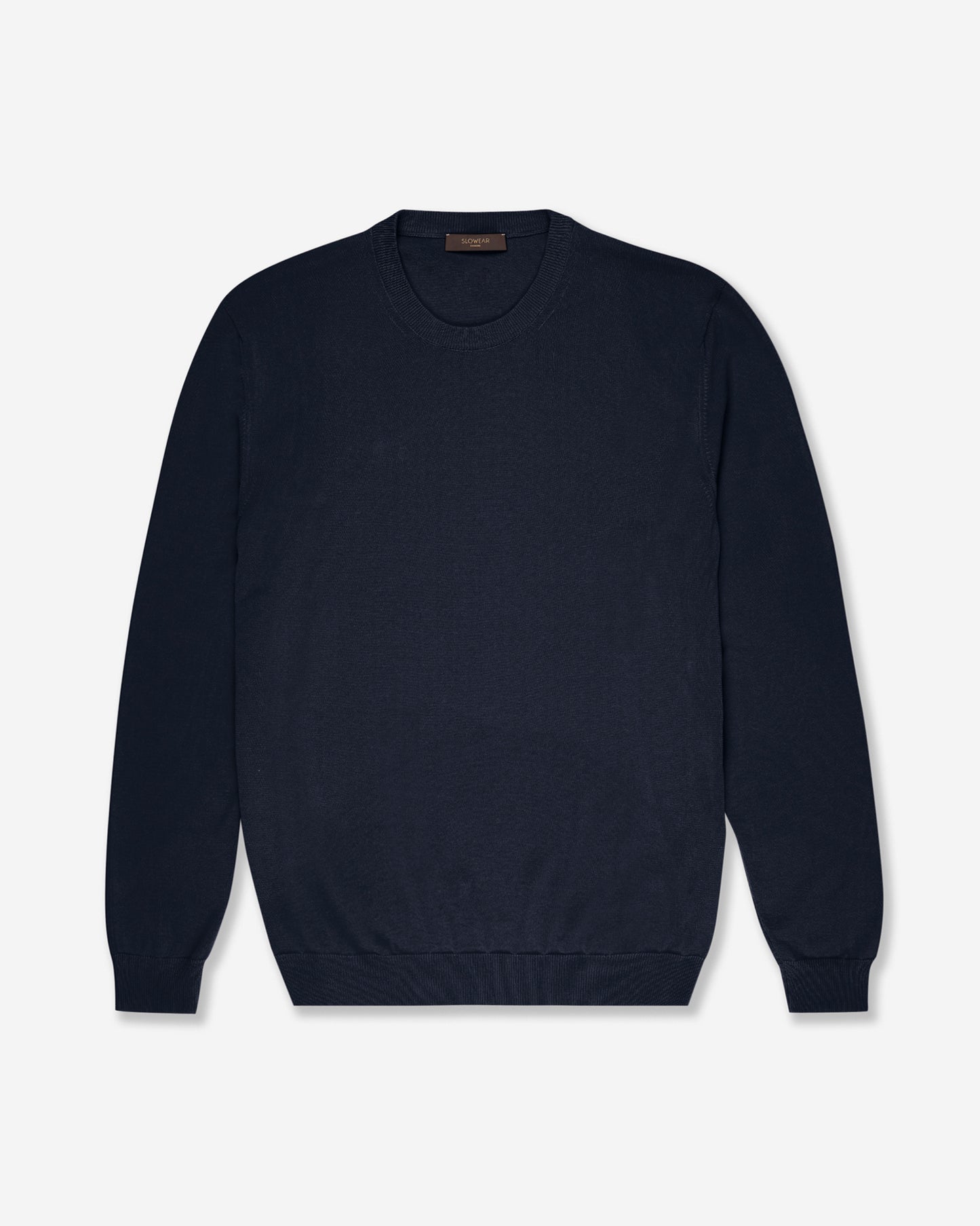 Slim fit cotton crepe crew-neck jumper