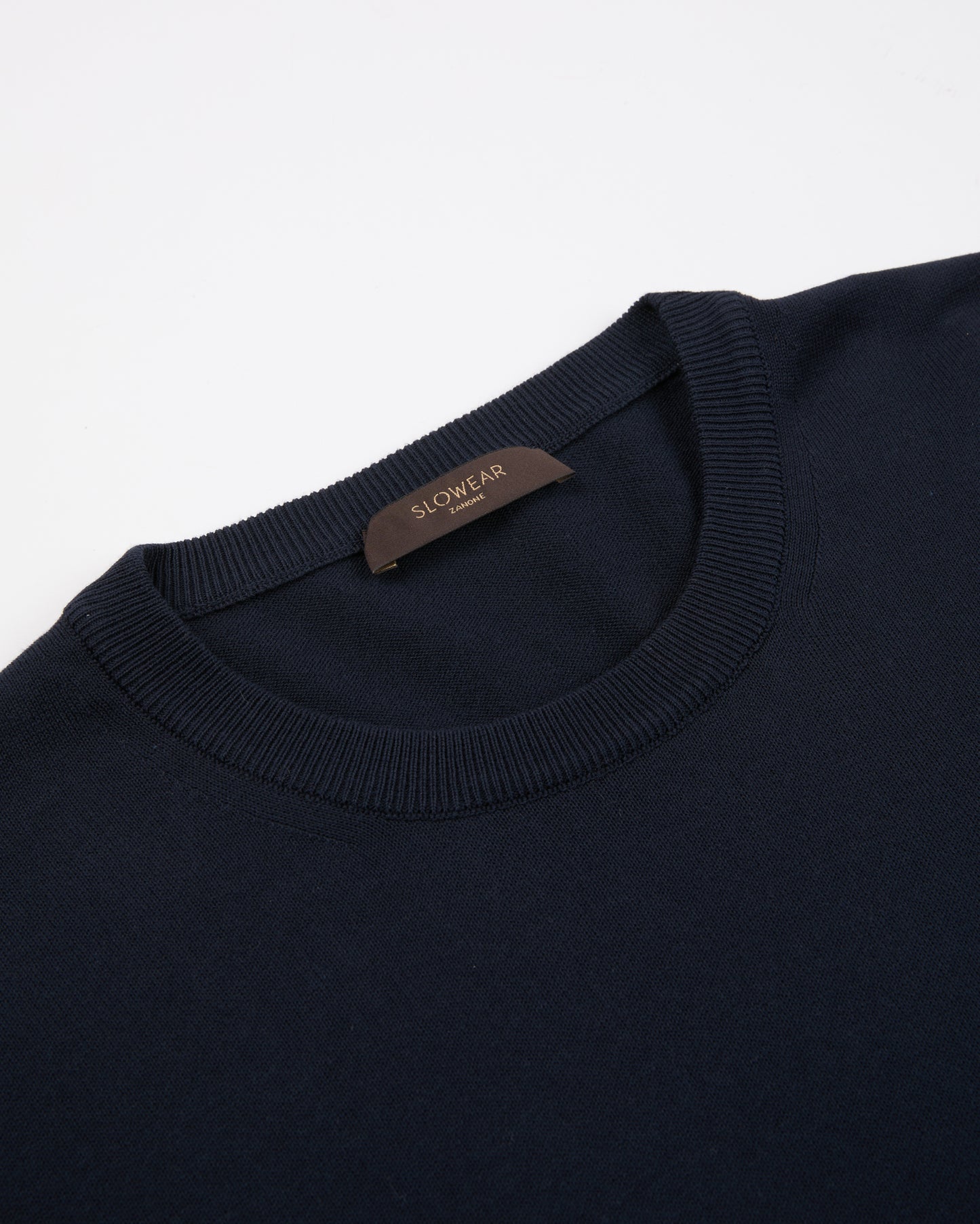 Slim fit cotton crepe crew-neck jumper