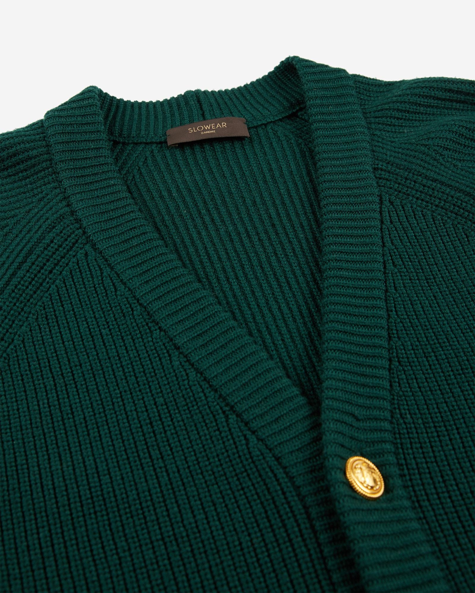 Zanone Cardigan slim fit in lana verdone – Slowear