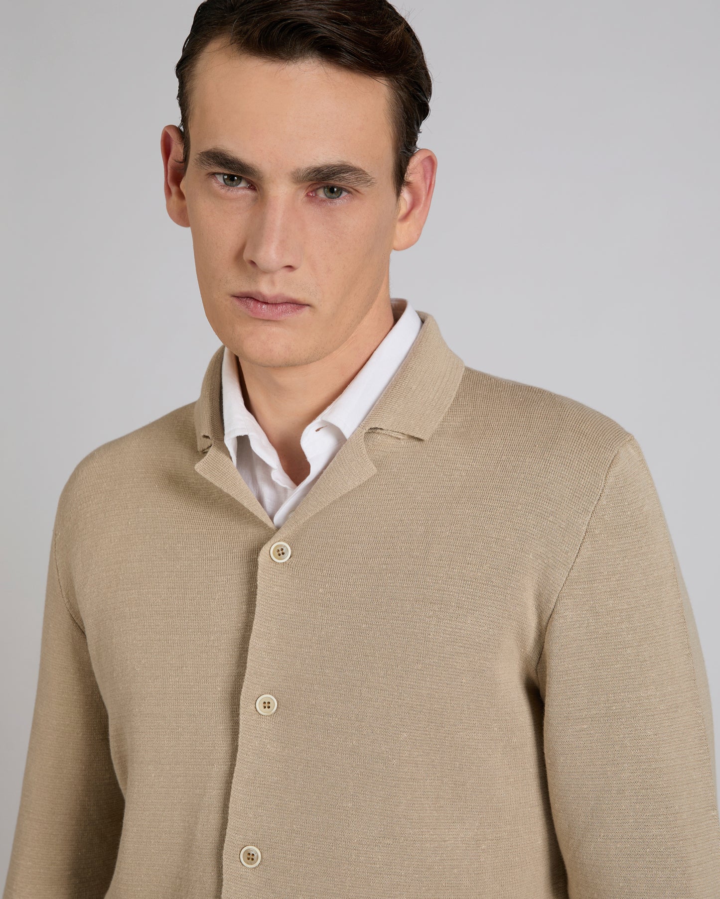 Slim fit linen and cotton jacket