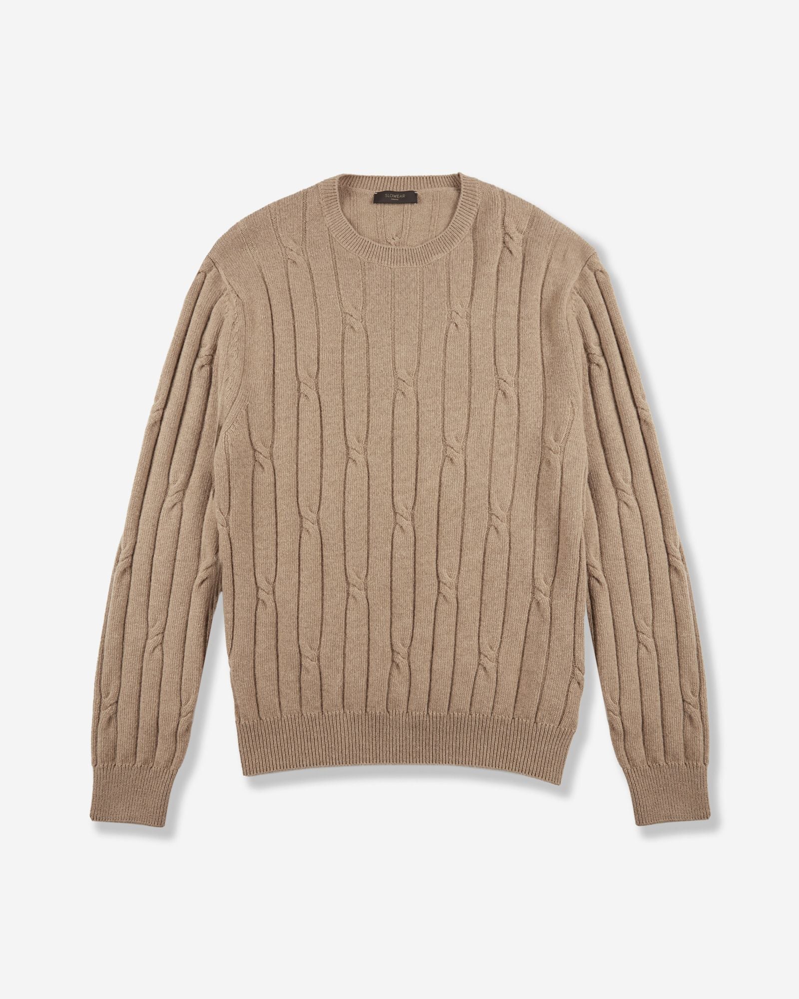 Zanone - Slim fit wool and cashmere crew neck sweater - hazelnut