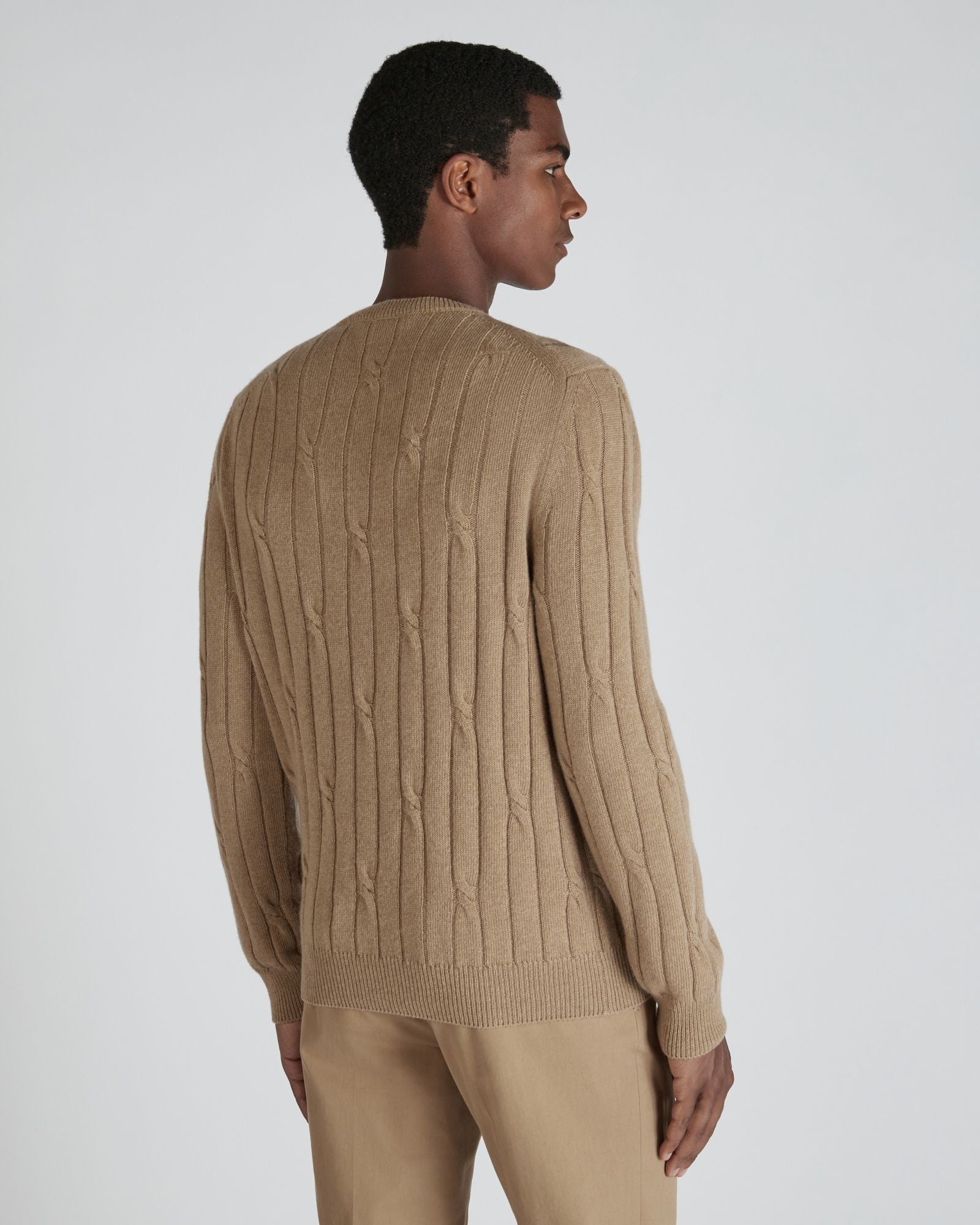 Zanone - Slim fit wool and cashmere crew neck sweater - hazelnut