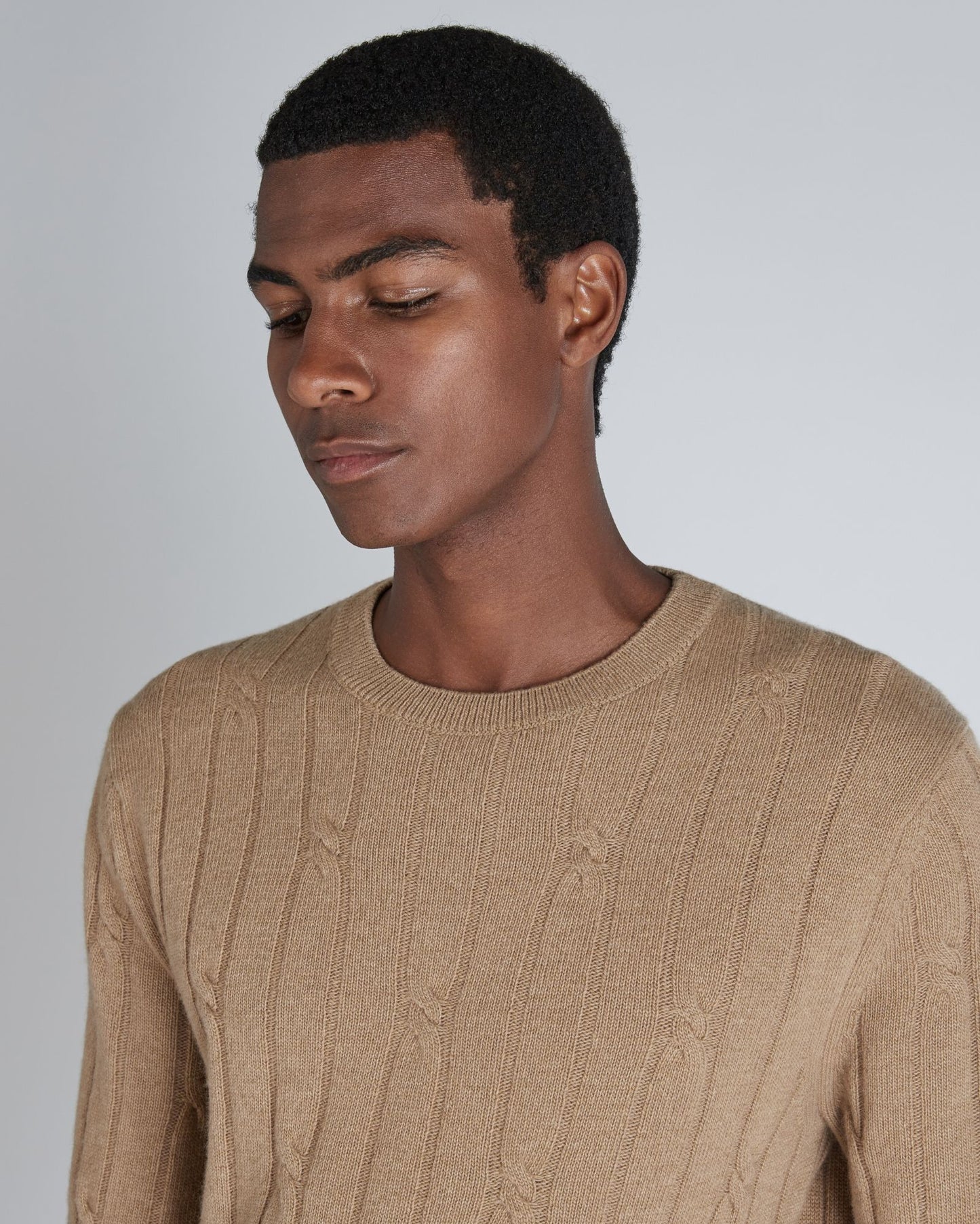 Zanone - Slim fit wool and cashmere crew neck sweater - hazelnut