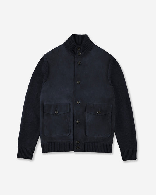 スエードとウール・スリムフィットブルゾン