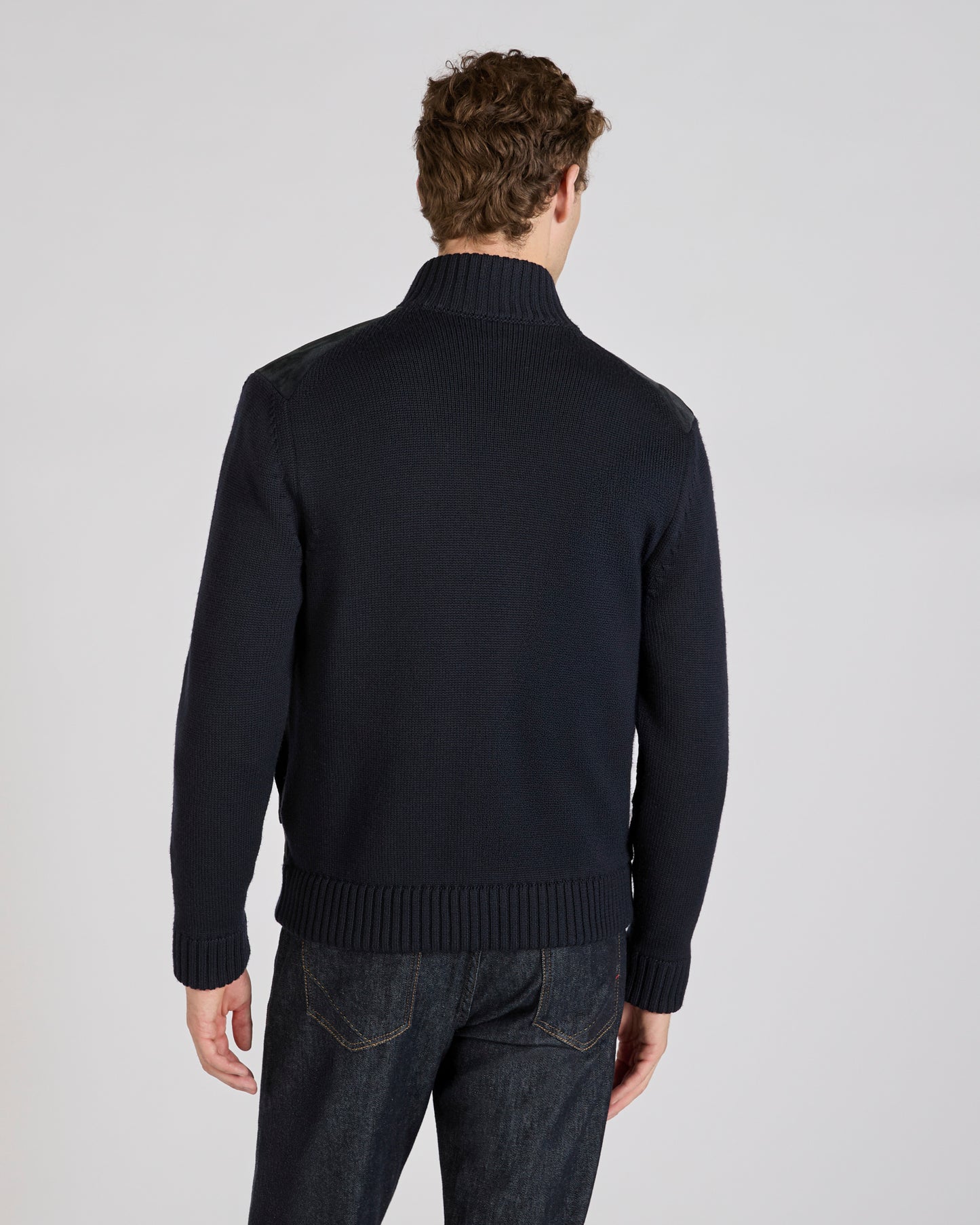 スエードとウール・スリムフィットブルゾン