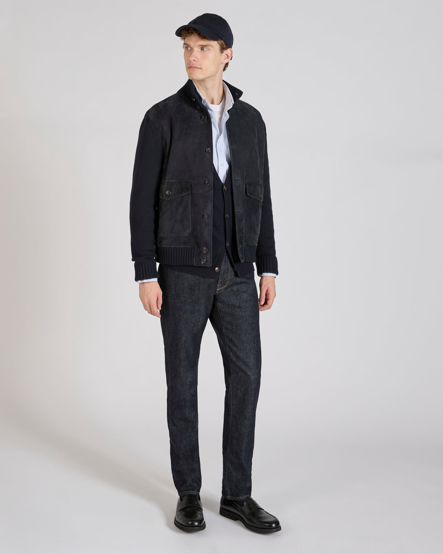 スエードとウール・スリムフィットブルゾン