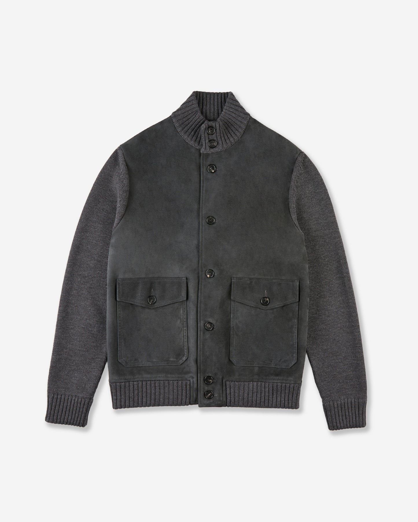 Giubbo slim fit in suede e lana