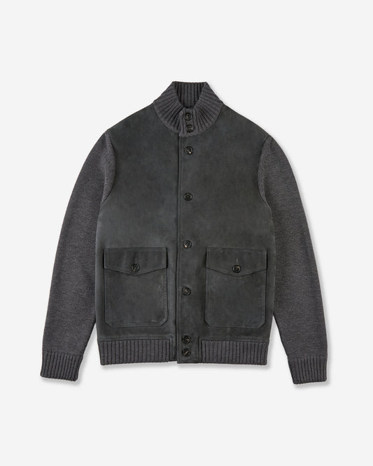 スエードとウール・スリムフィットブルゾン