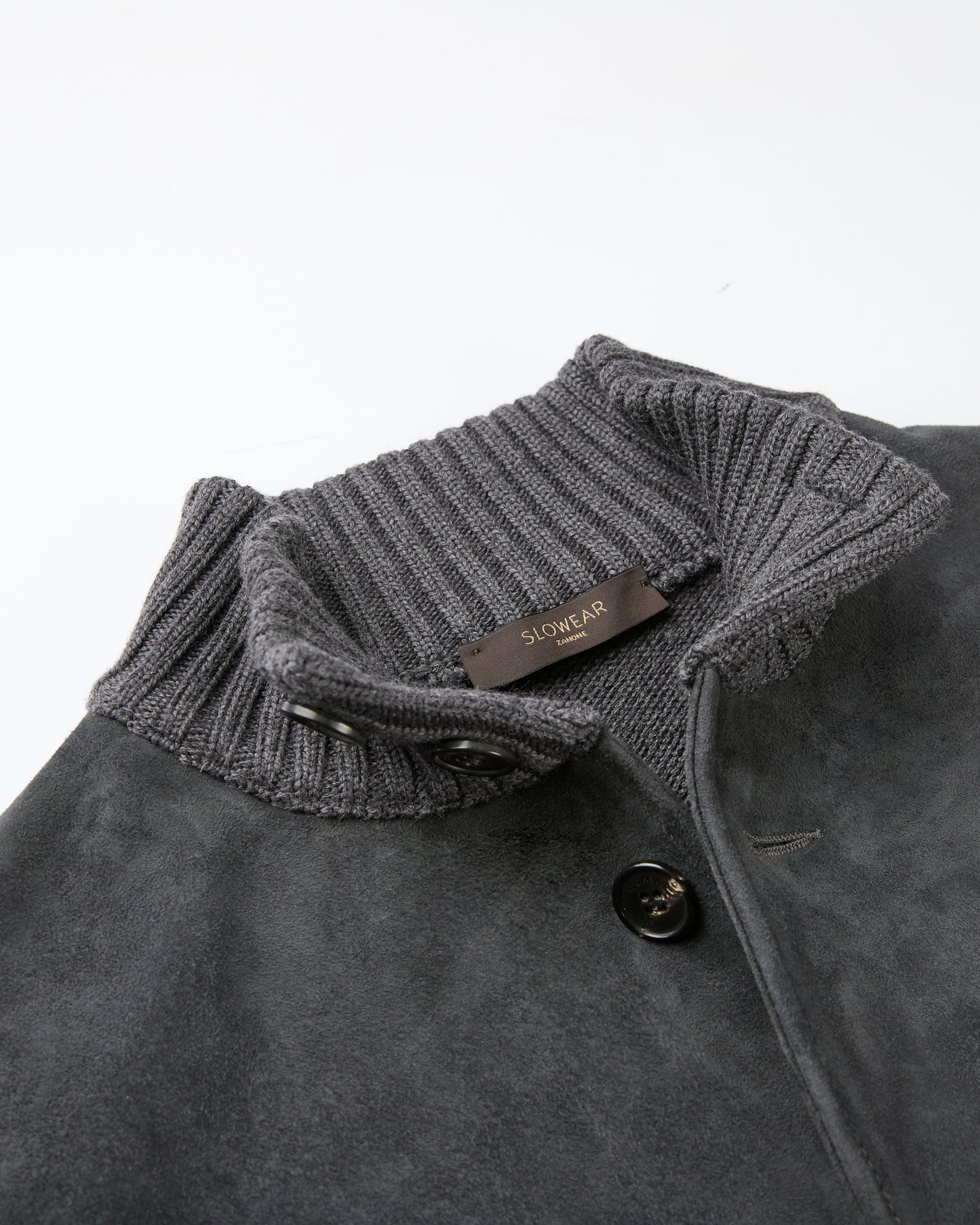 Giubbo slim fit in suede e lana