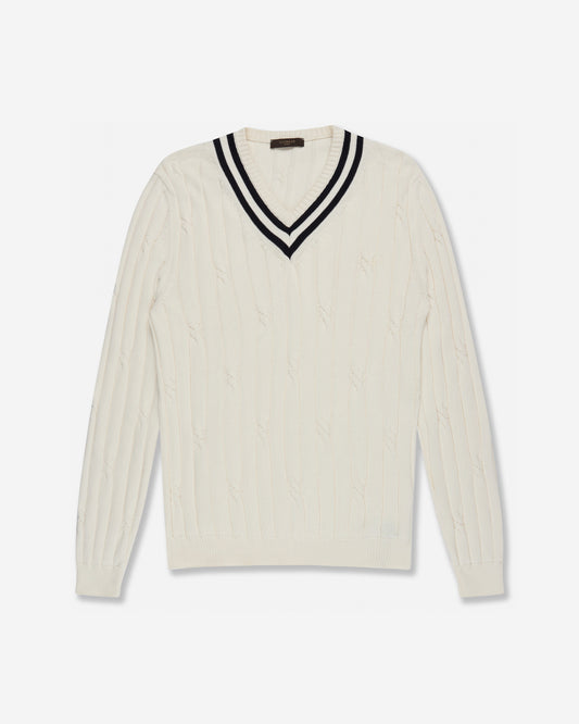 Slim fit V-neck cotton jumper