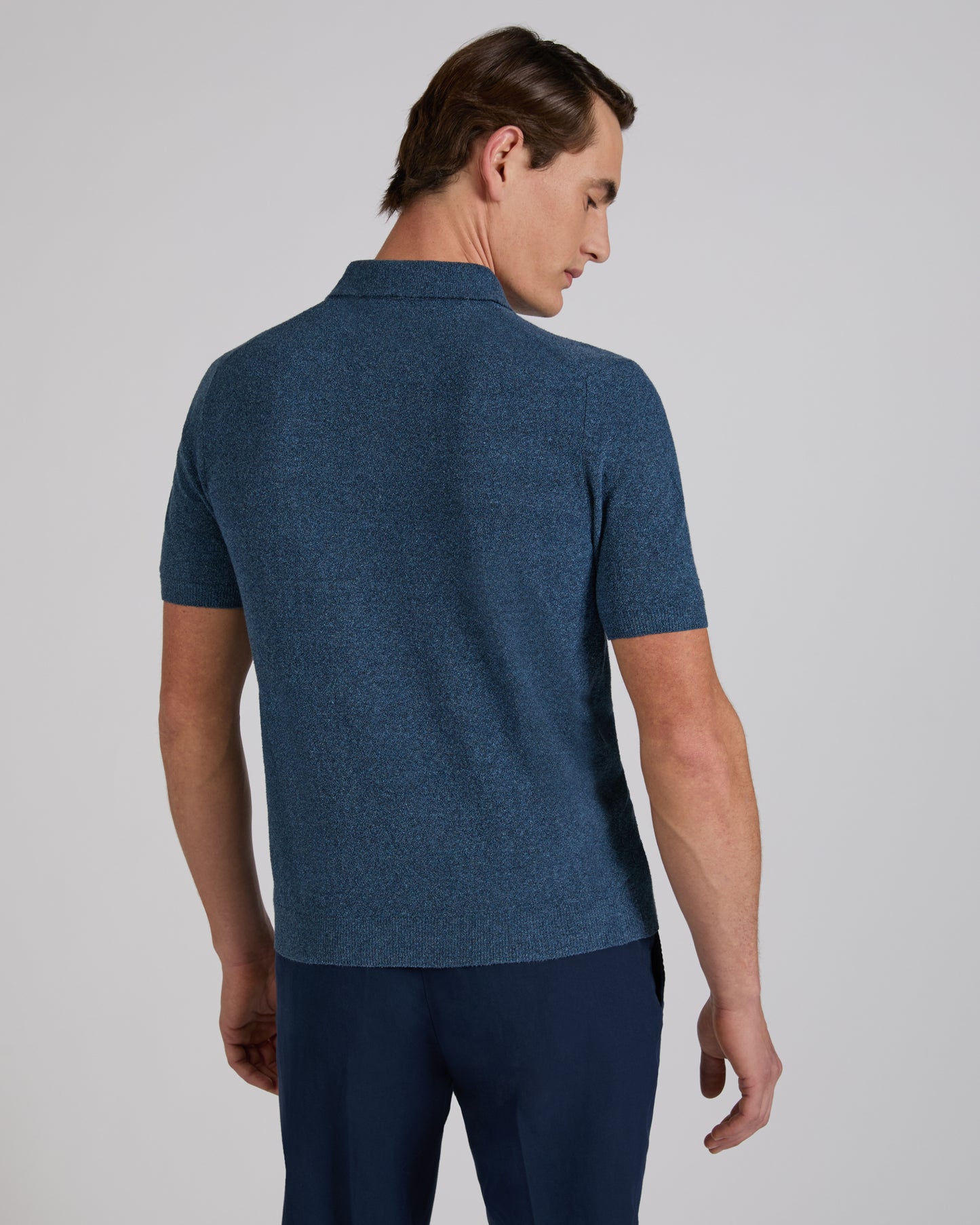 Slim fit bouclé cotton polo shirt