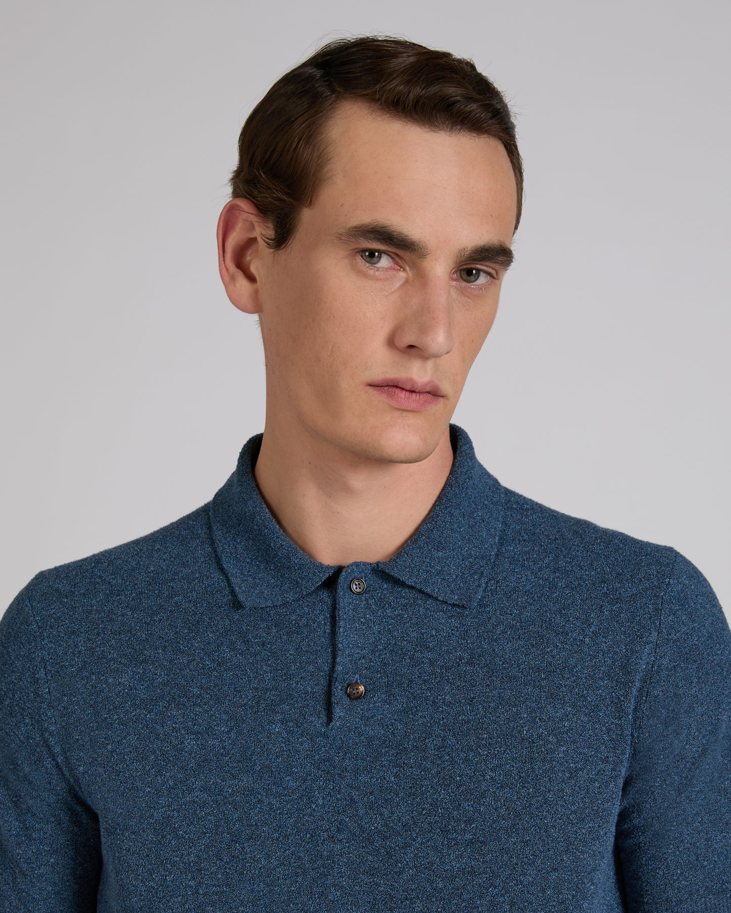Slim fit bouclé cotton polo shirt