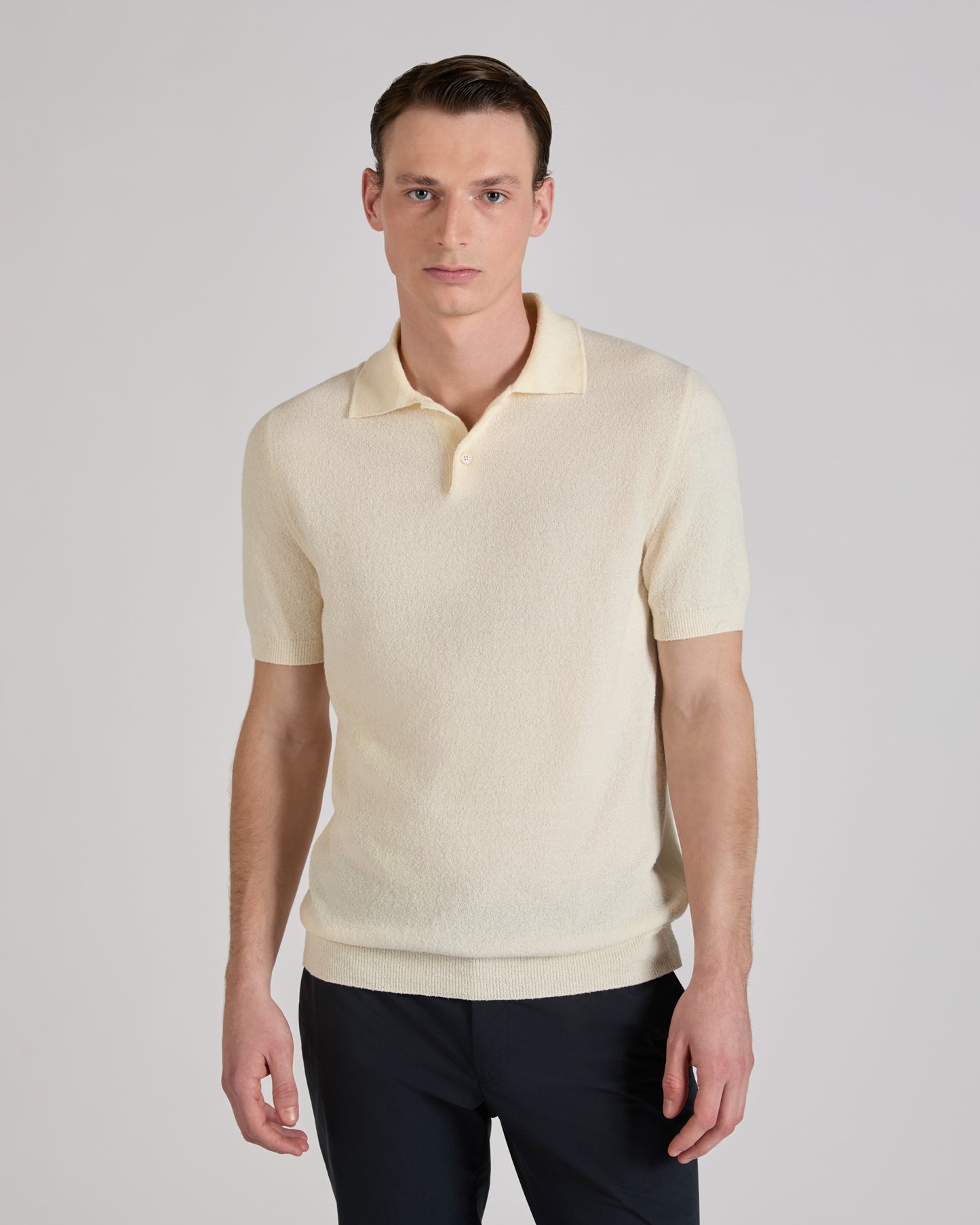 Poloshirt Slim Fit aus Baumwollbouclé