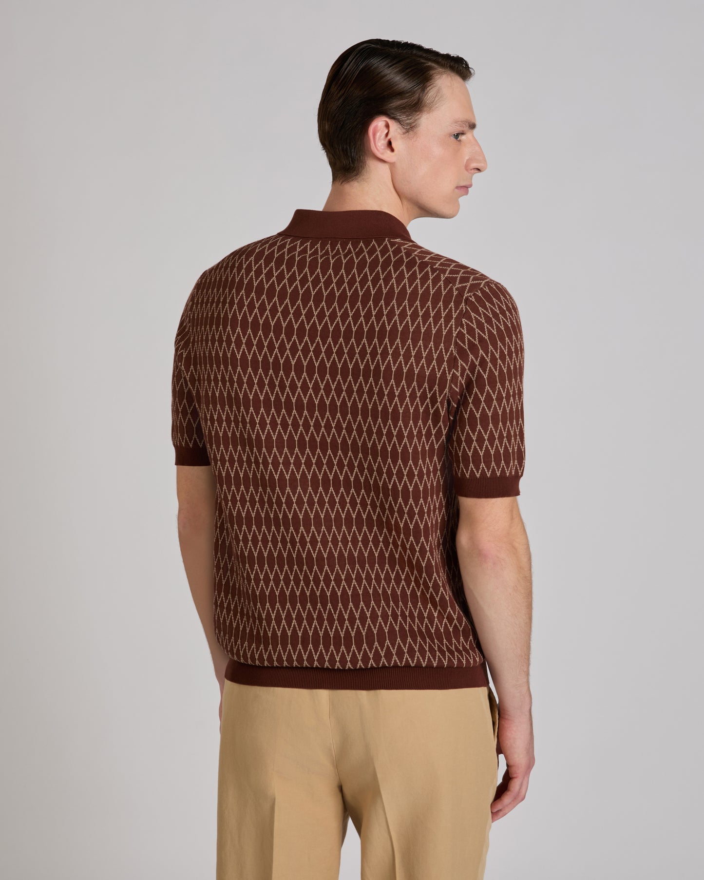 Slim fit cotton crepe polo shirt