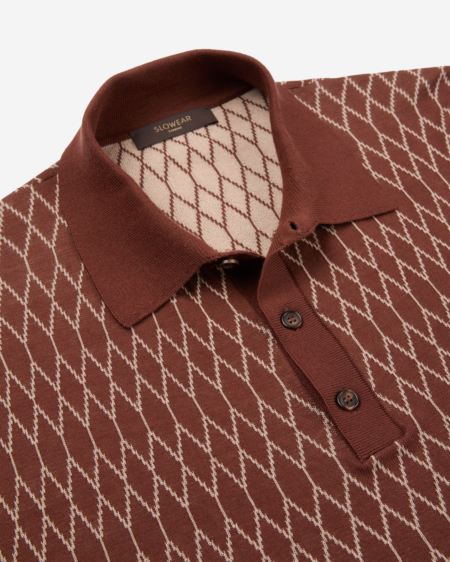 Slim fit cotton crepe polo shirt