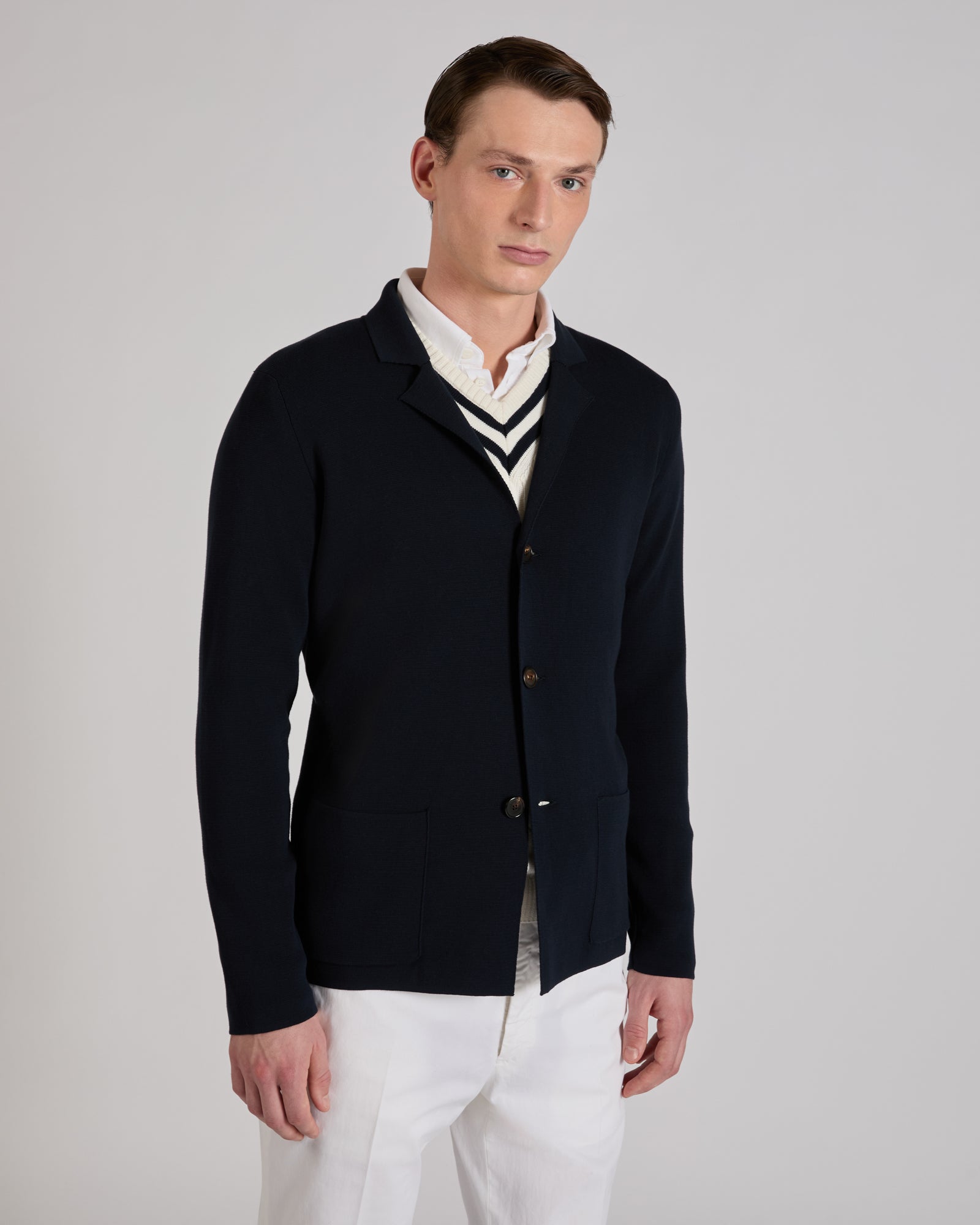 Zanone - Slim fit cotton crepe jacket - midnight blue – Slowear